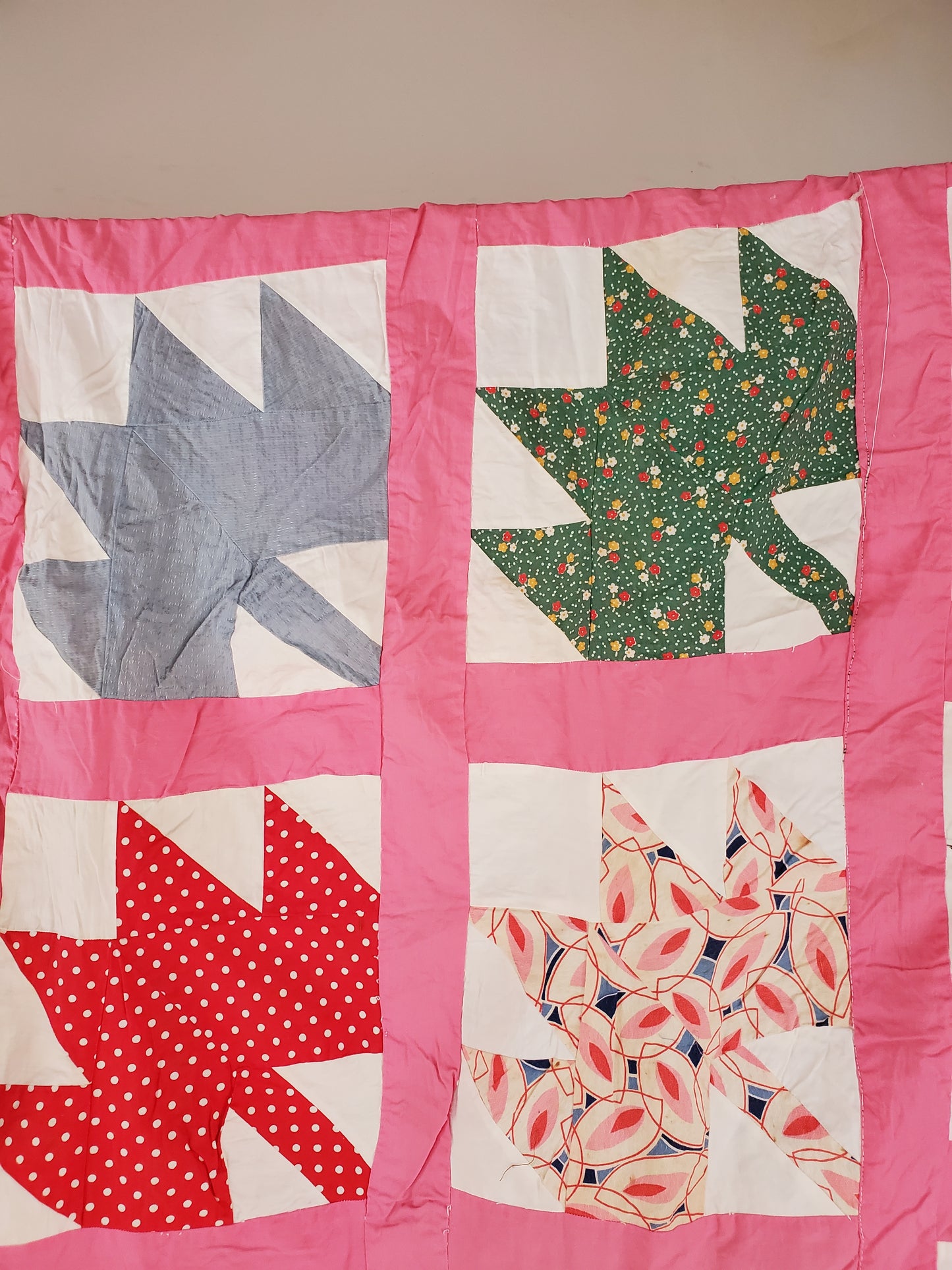 Vintage Maple Leaf Quilt Top, ca 1950