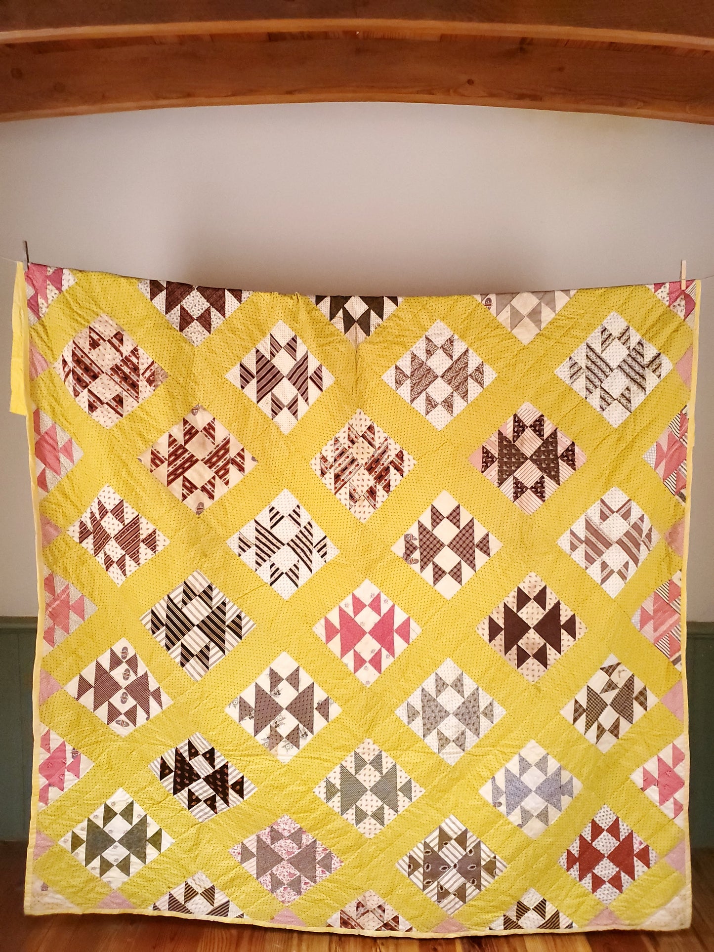 Yellow Calico Antique Quilt