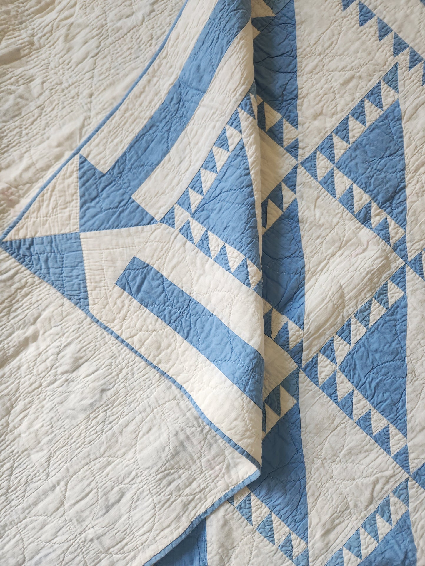 Set of 2 Blue & White Patchwork Quilts c1930