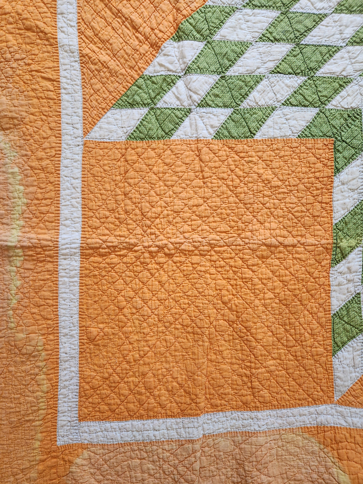 Antique Green and Orange Mathematical Star Quilt
