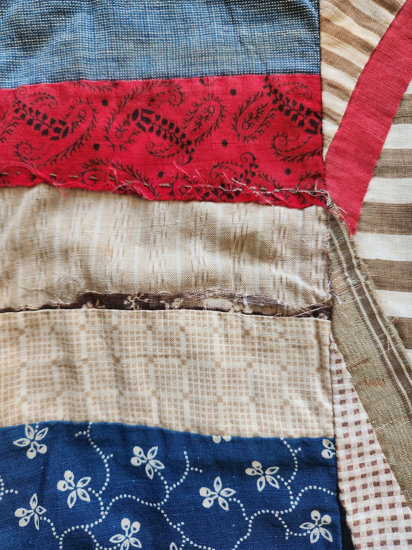 Antique Unfinished Foundation Pieced Quilt Top c1900