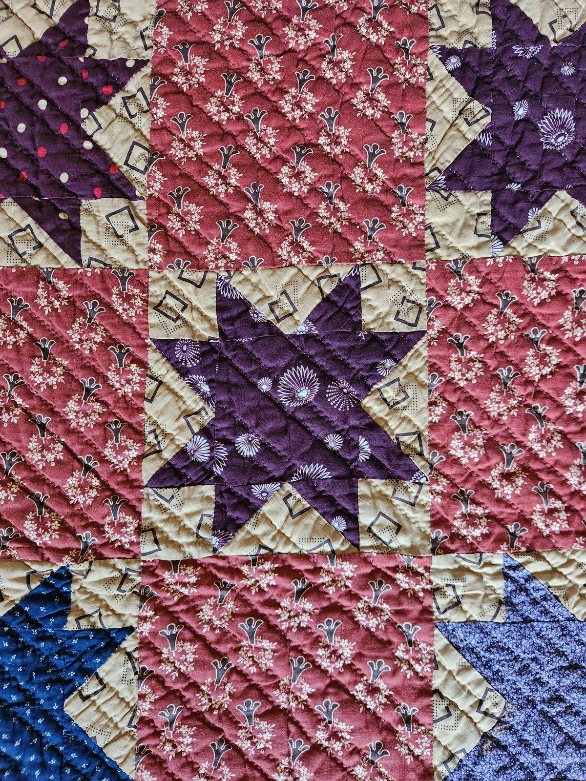 19th Century Purple Evening Star Quilt
