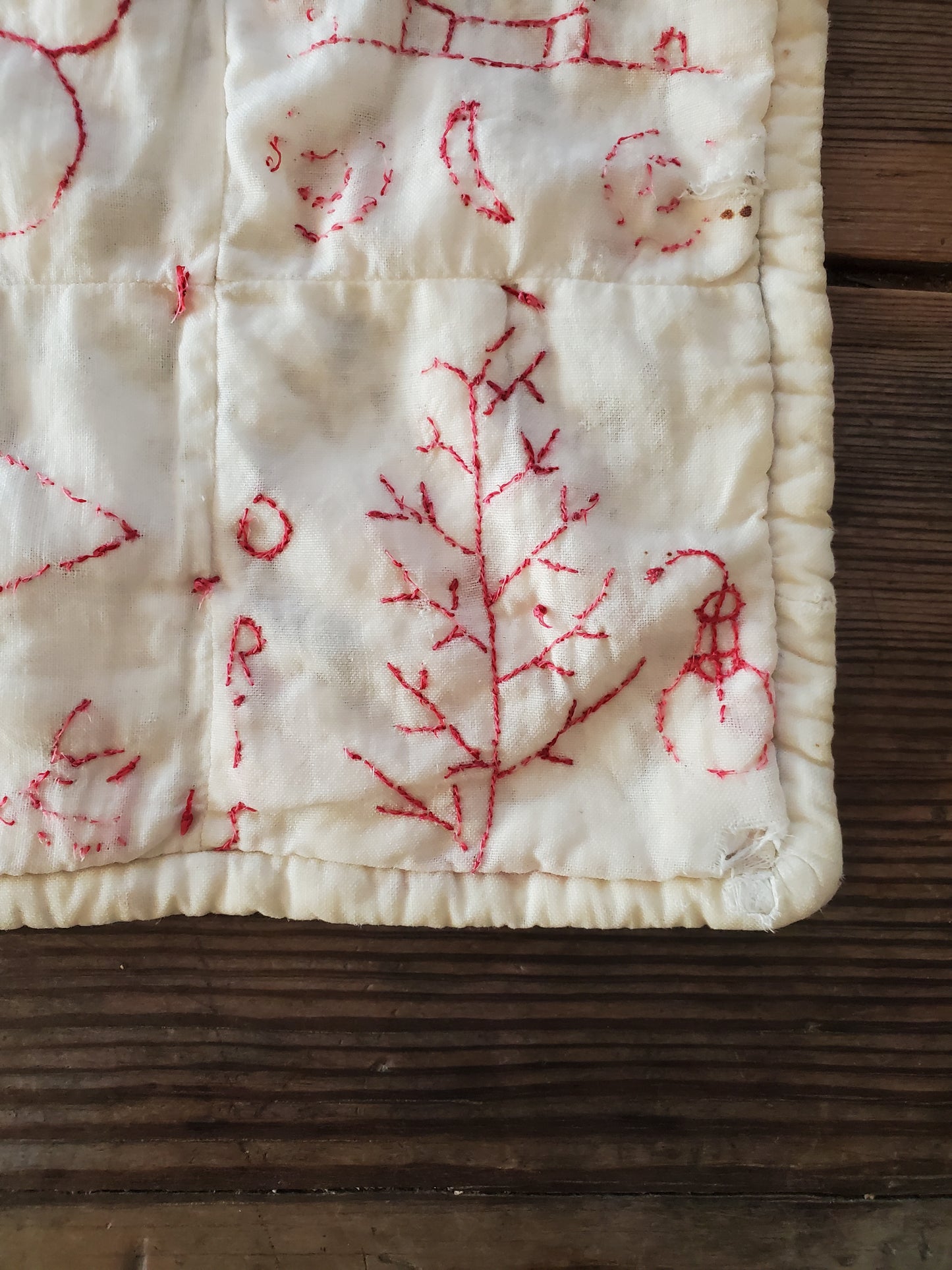 Antique Redwork Doll's Quilt