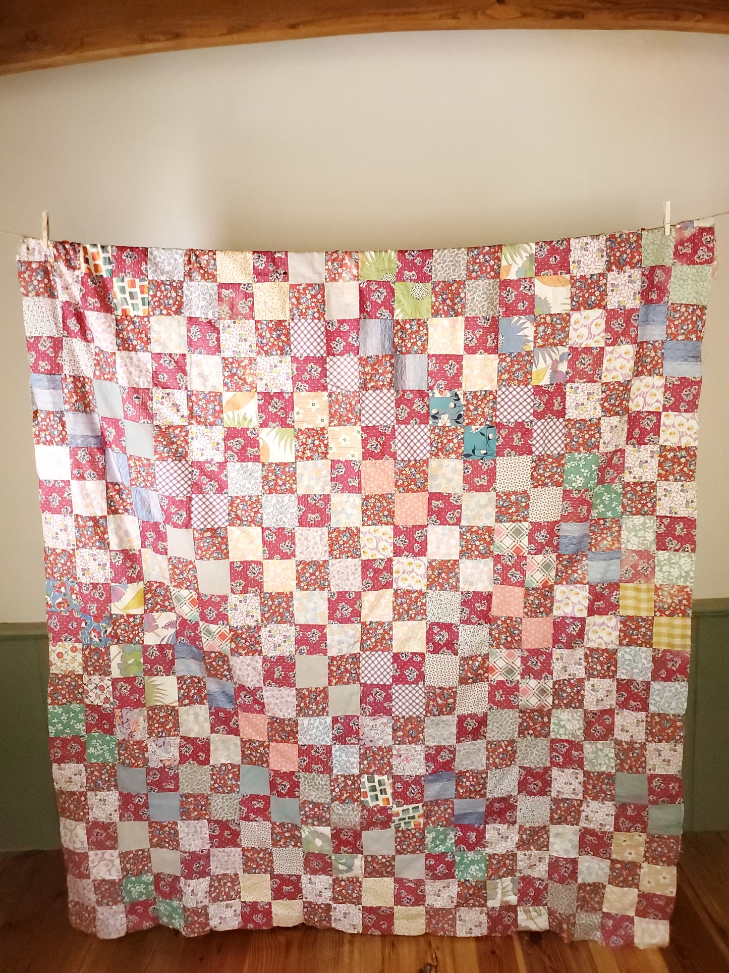 Vintage Patchwork Quilt Top, ca 1950