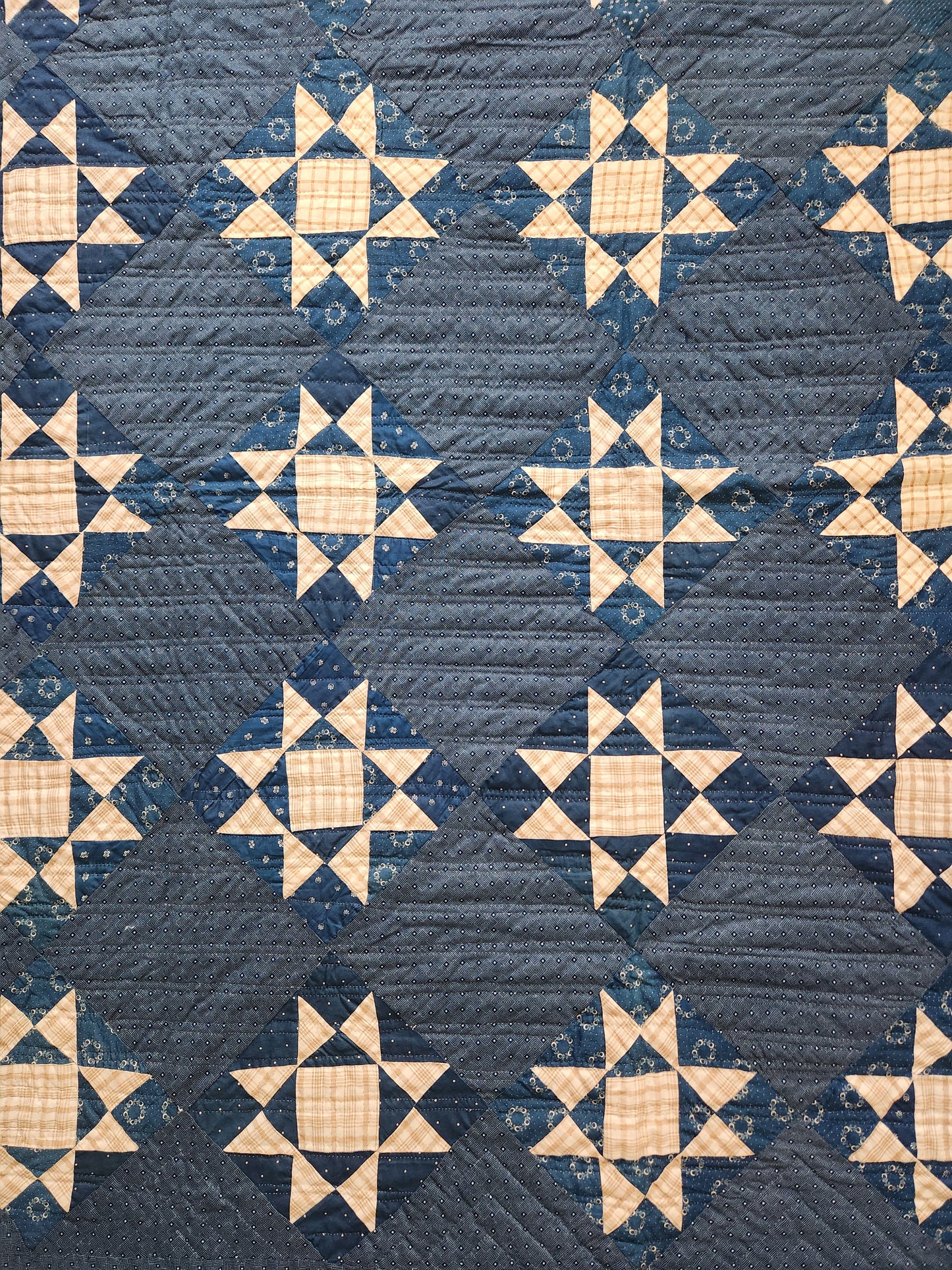 Blue Antique Ohio Star Quilt c1900