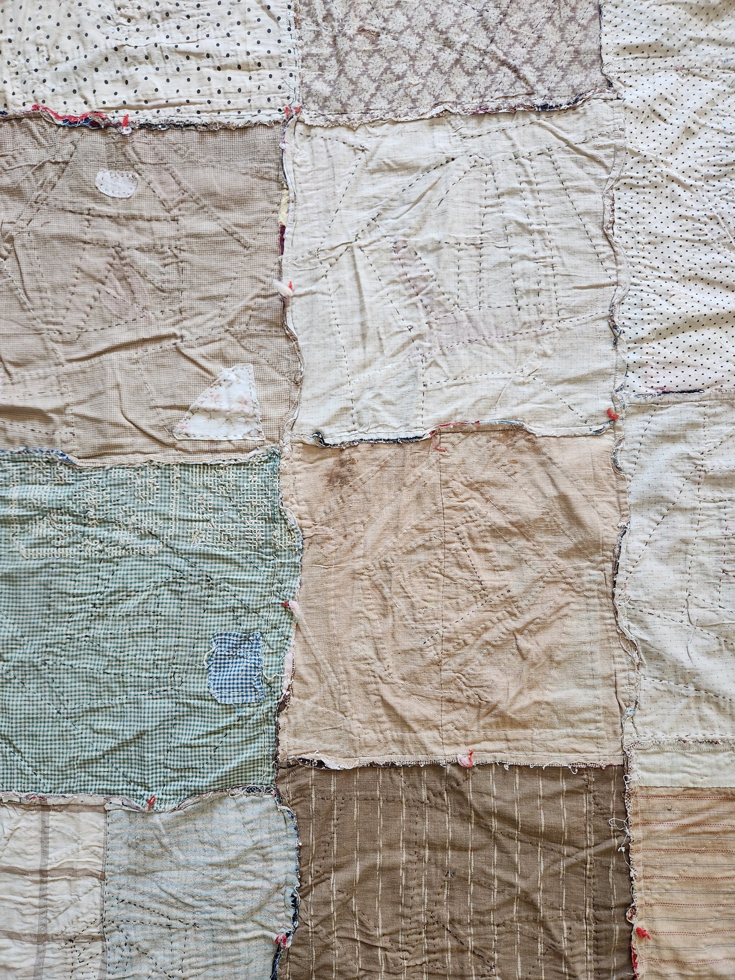 Antique Unfinished Foundation Pieced Quilt Top c1900