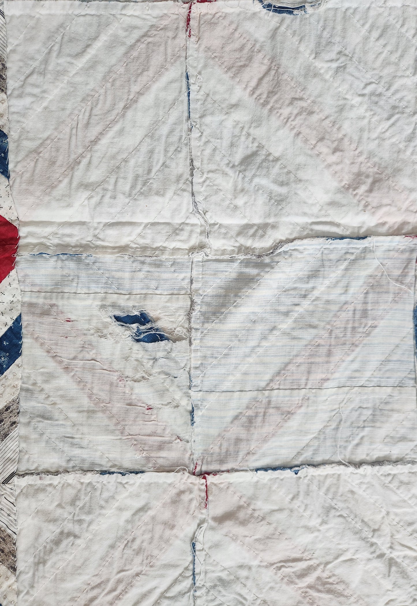 Red White & Blue Patchwork Coverlet c1900