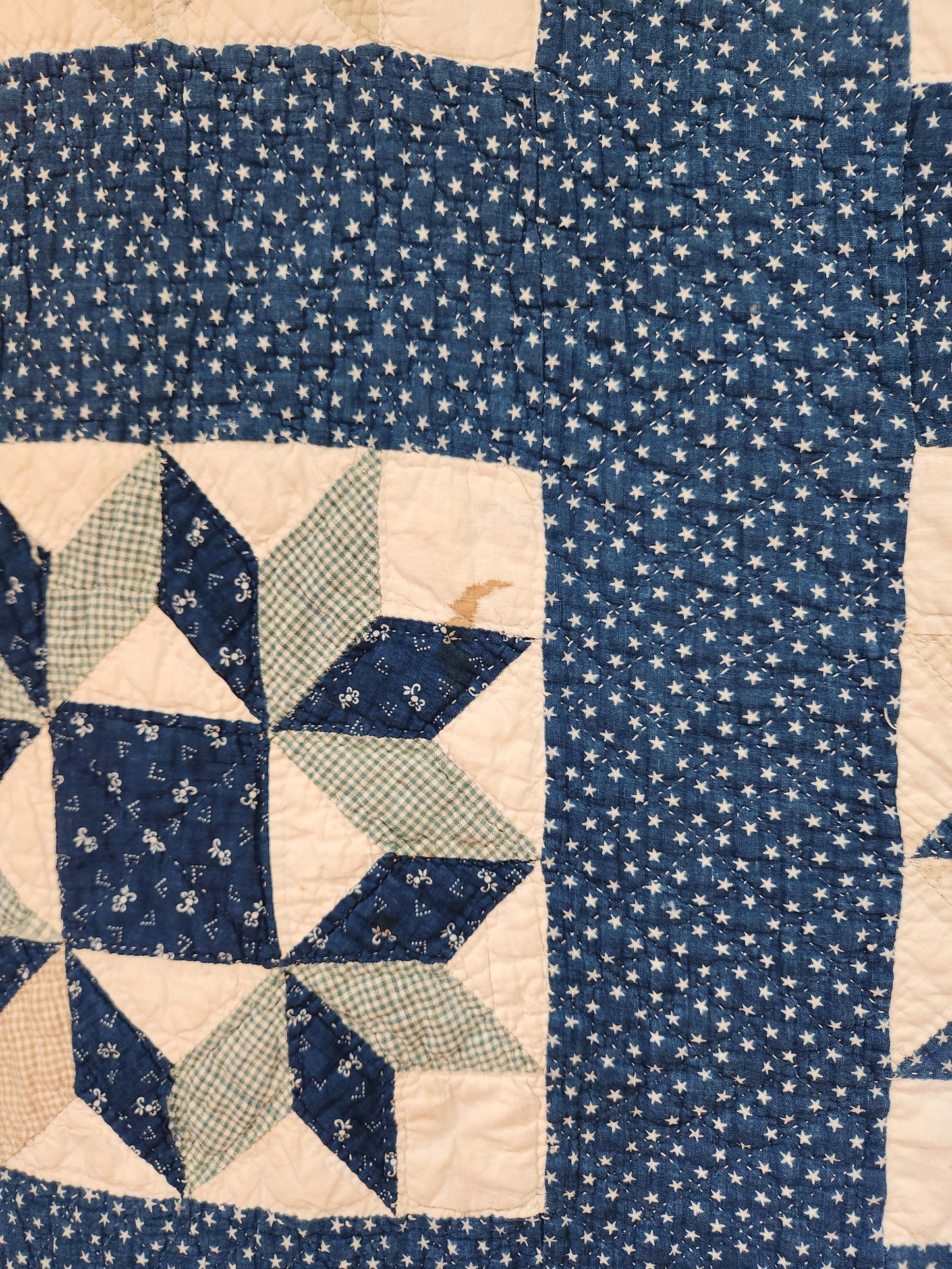 Indigo Patchwork Star Quilt c1900
