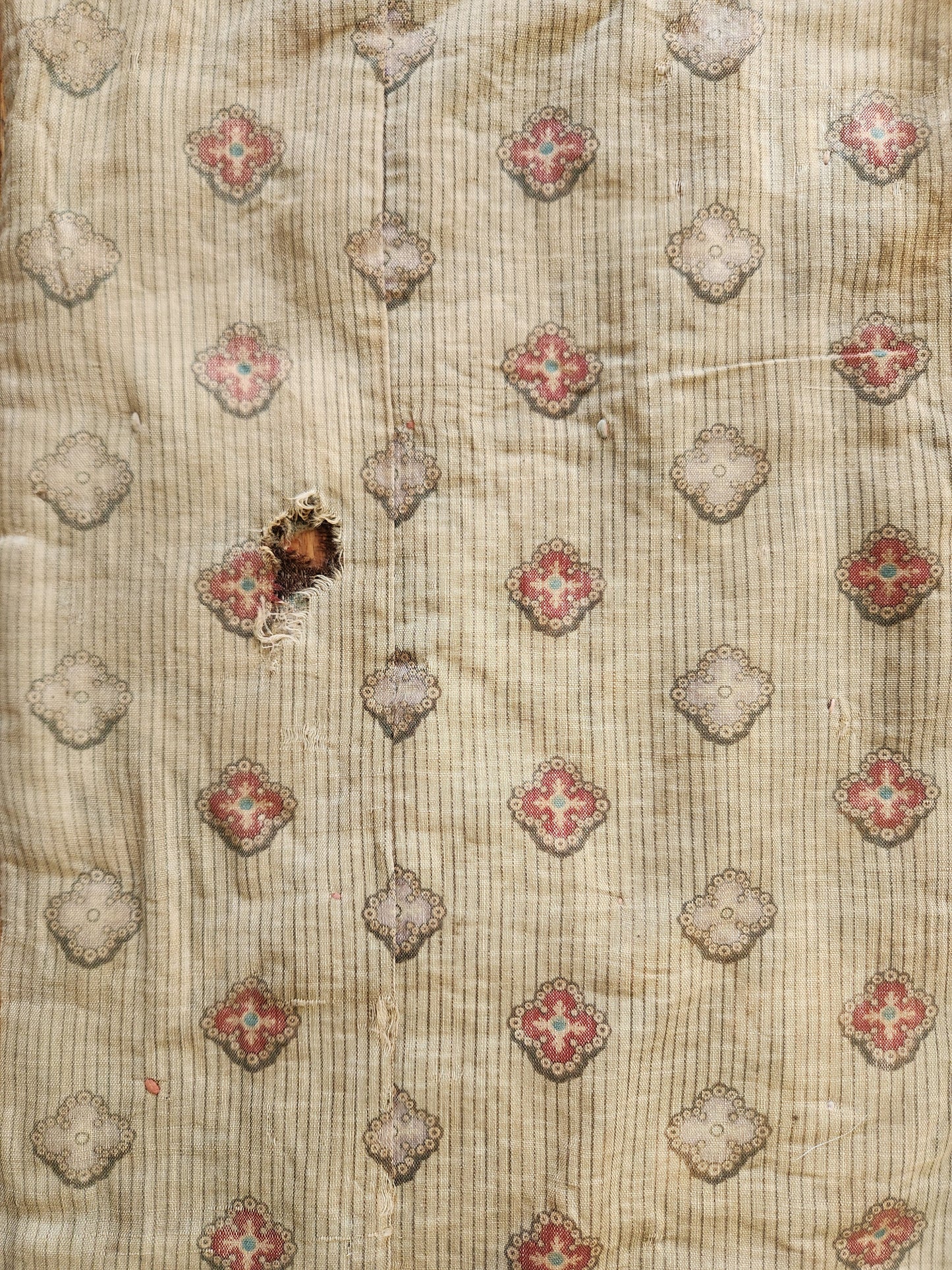 Antique 19th Century Woolen Crib Quilt Hand Tied Touching Stars