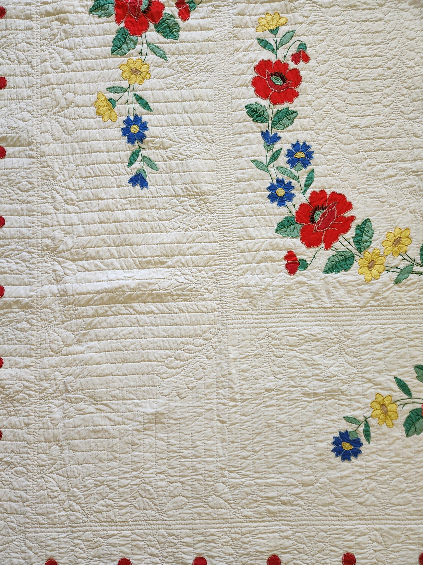 Poppy Applique Quilt c1950