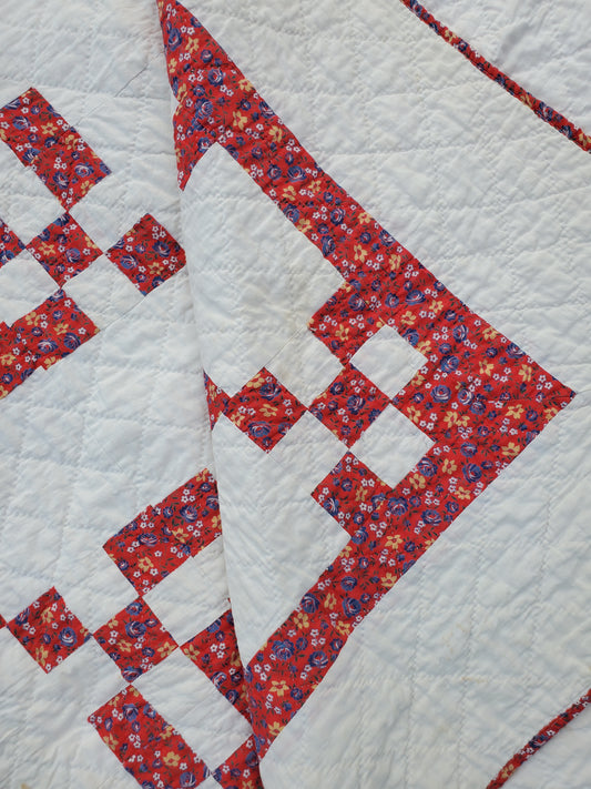 Red Rose Vintage Patchwork Quilt