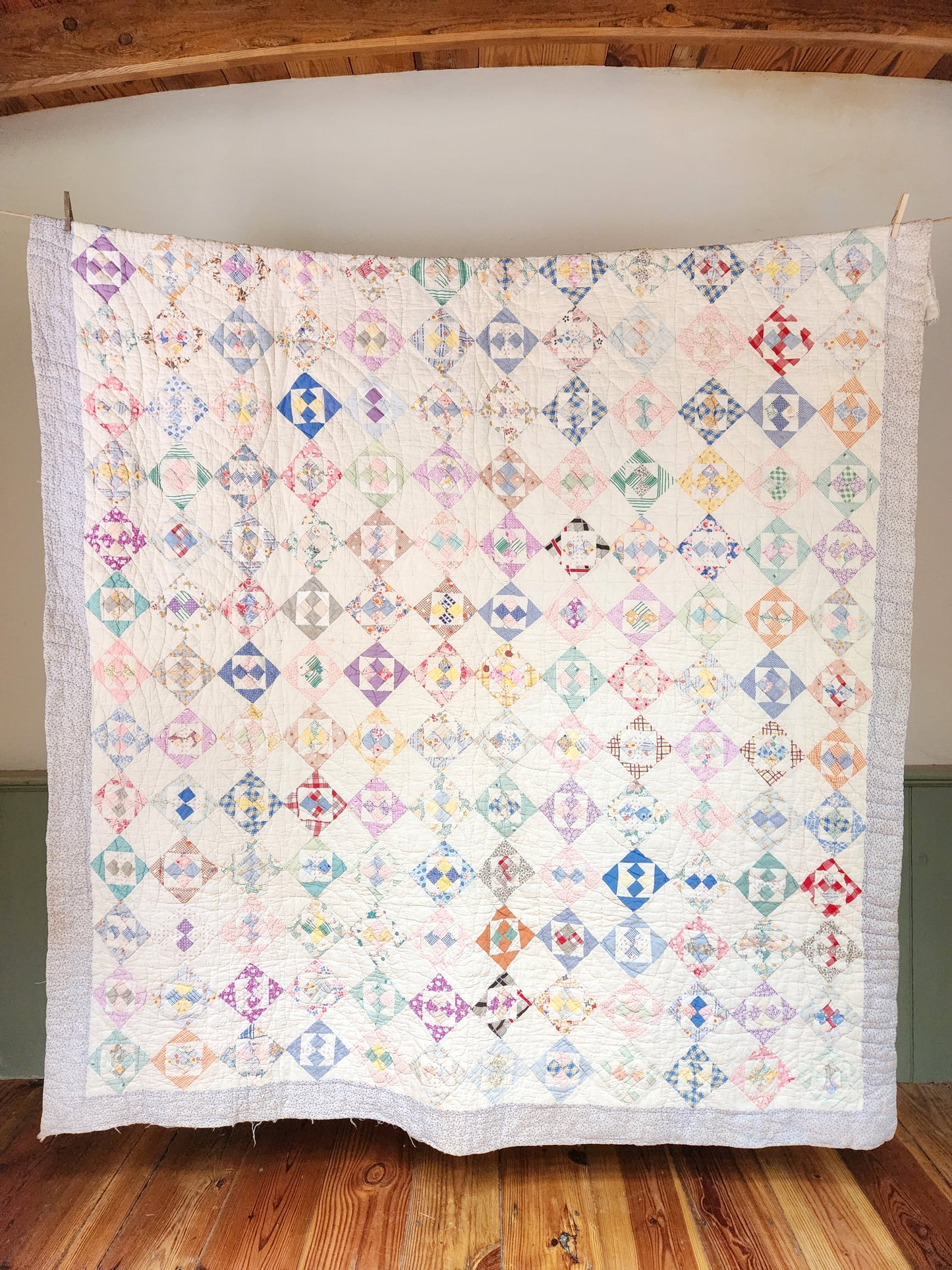 Vintage Patchwork Feed Sack Quilt c1940