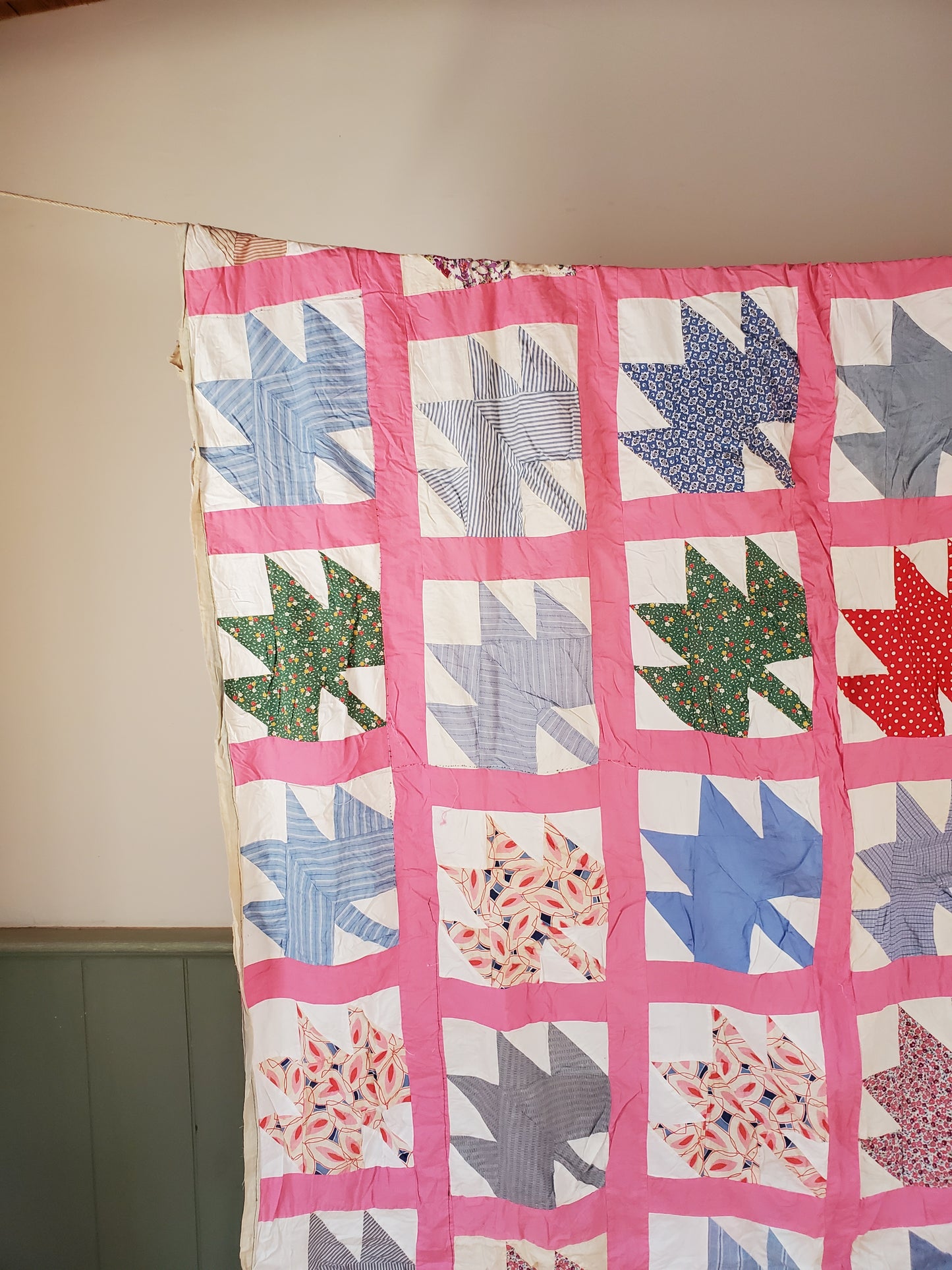 Vintage Maple Leaf Quilt Top, ca 1950