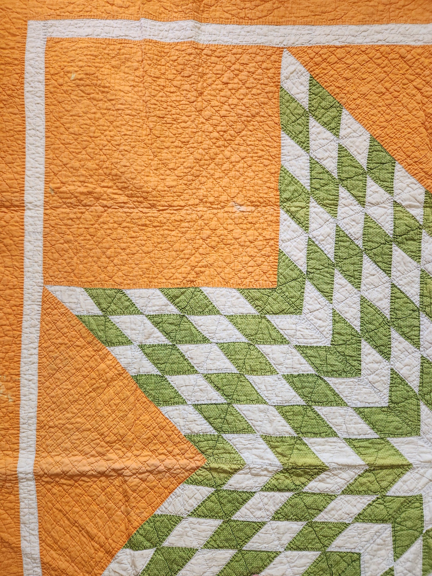 Antique Green and Orange Mathematical Star Quilt