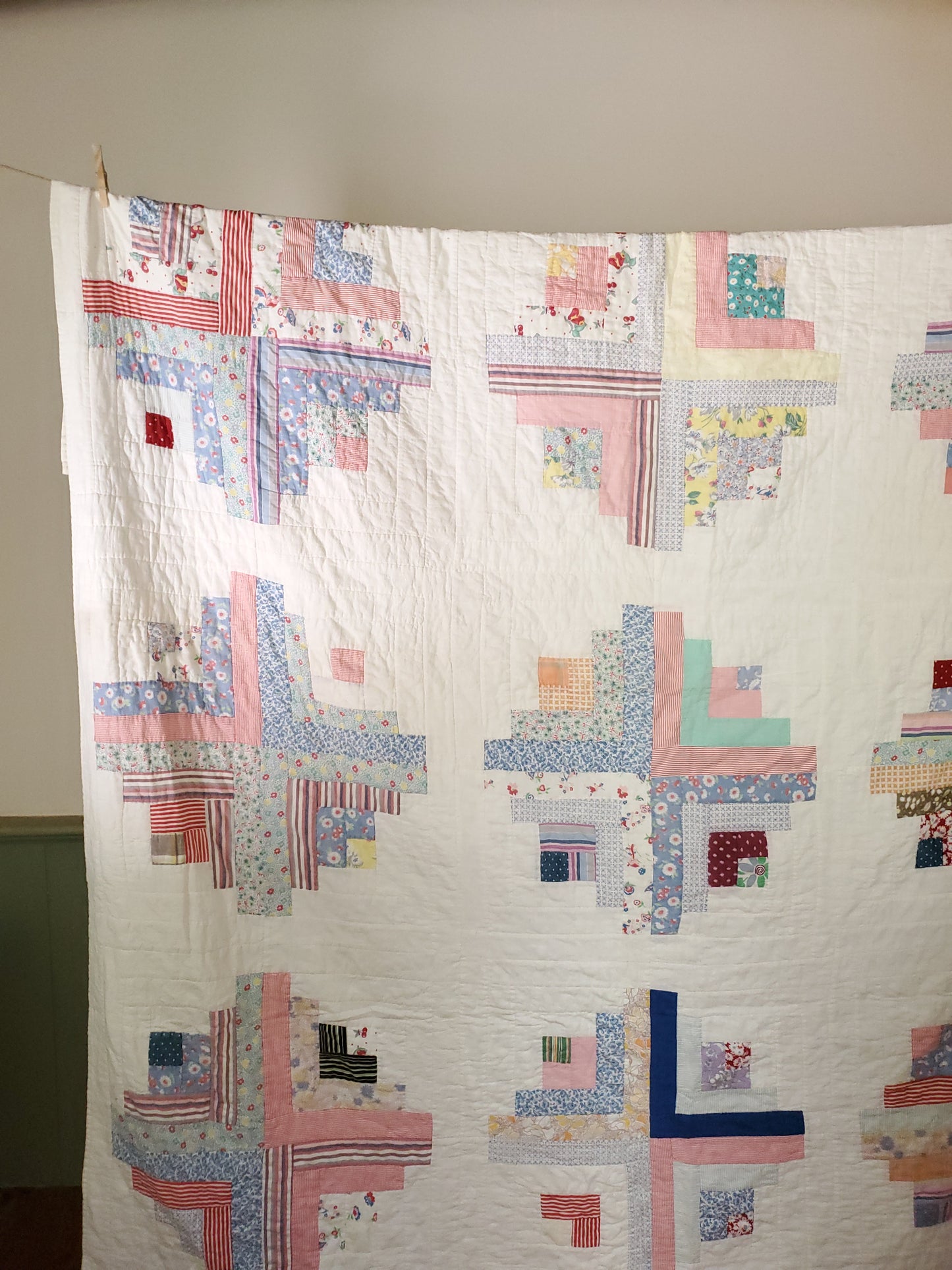 Vintage Feed Sack Quilt, ca 1950