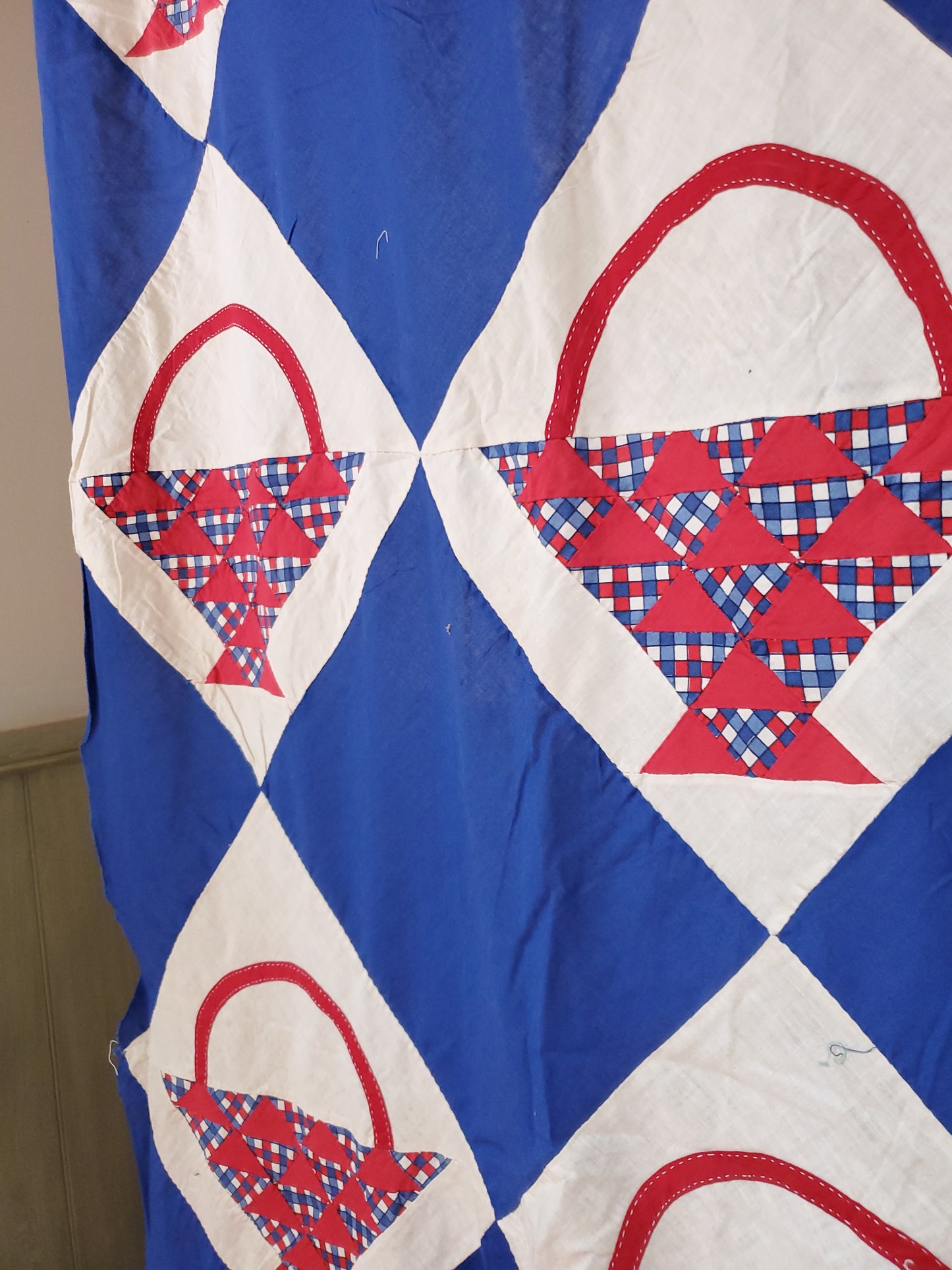 Red White & Blue Quilt Top, ca 1930