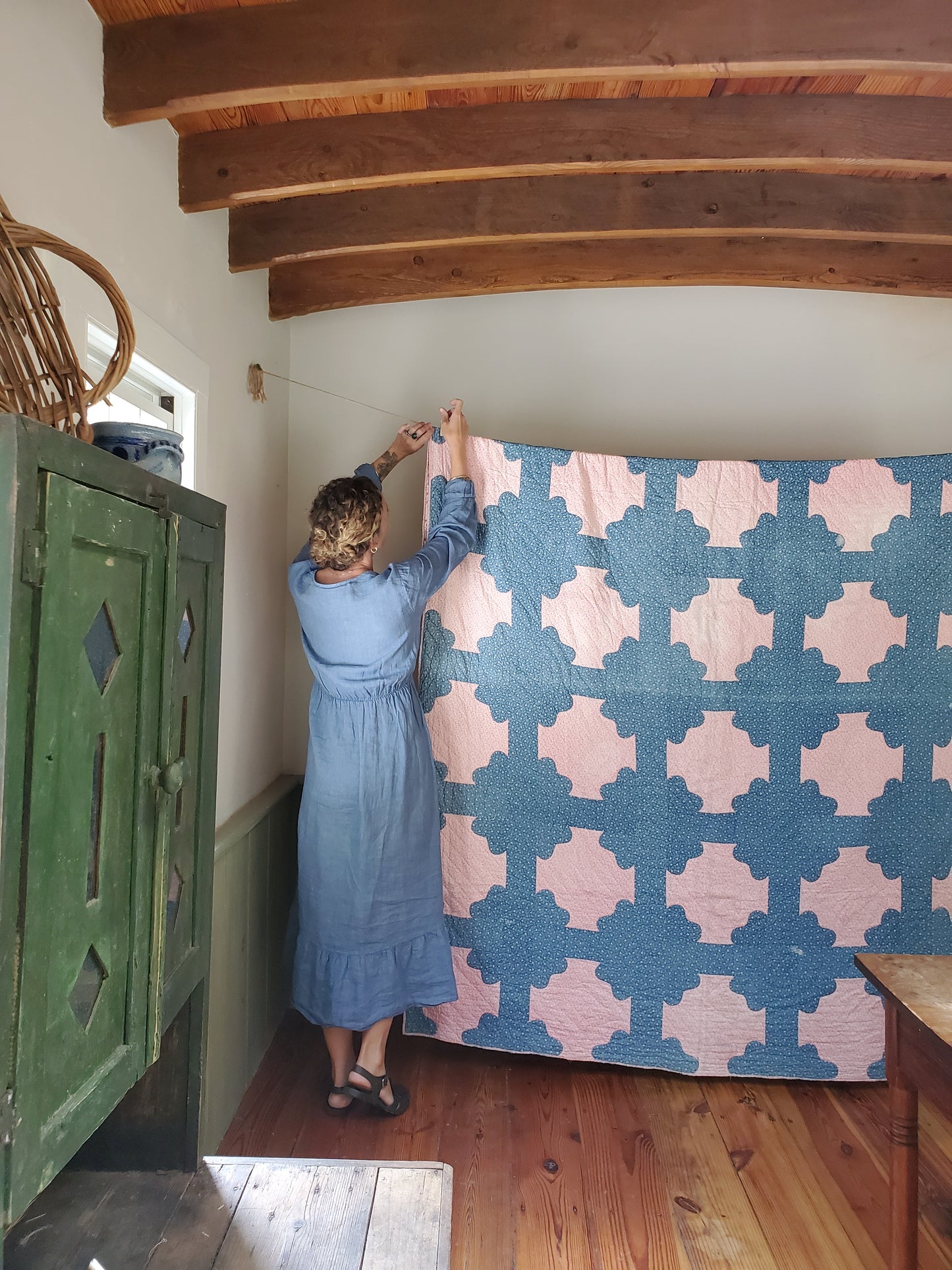 Blue and Pink Antique Quilt