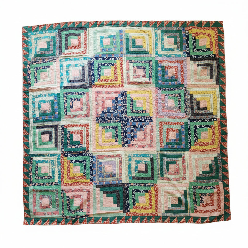 Stunning Vintage 1930’s Log Cabin Quilt