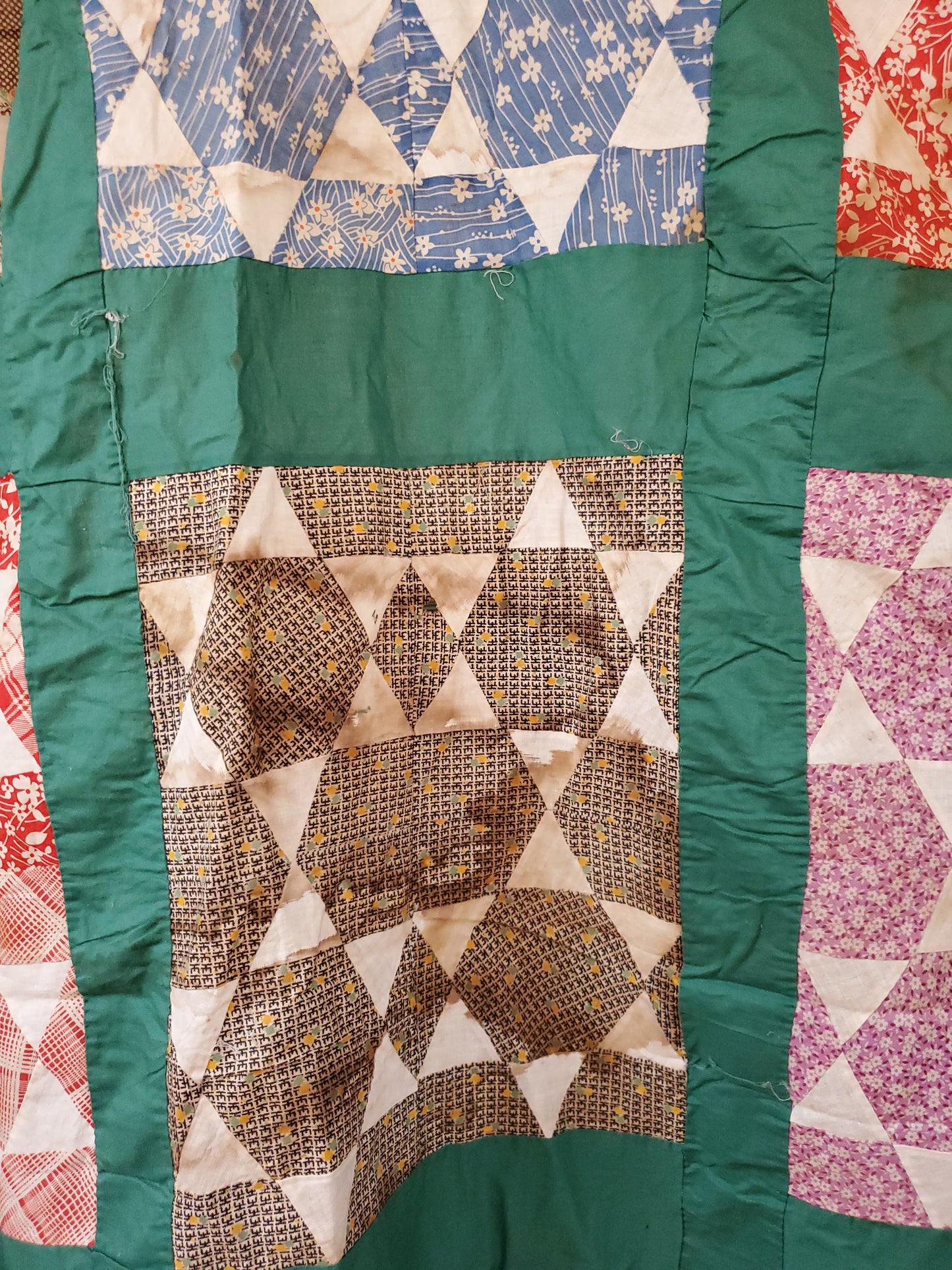 Vintage Hexagon Star Quilt Top, ca 1930