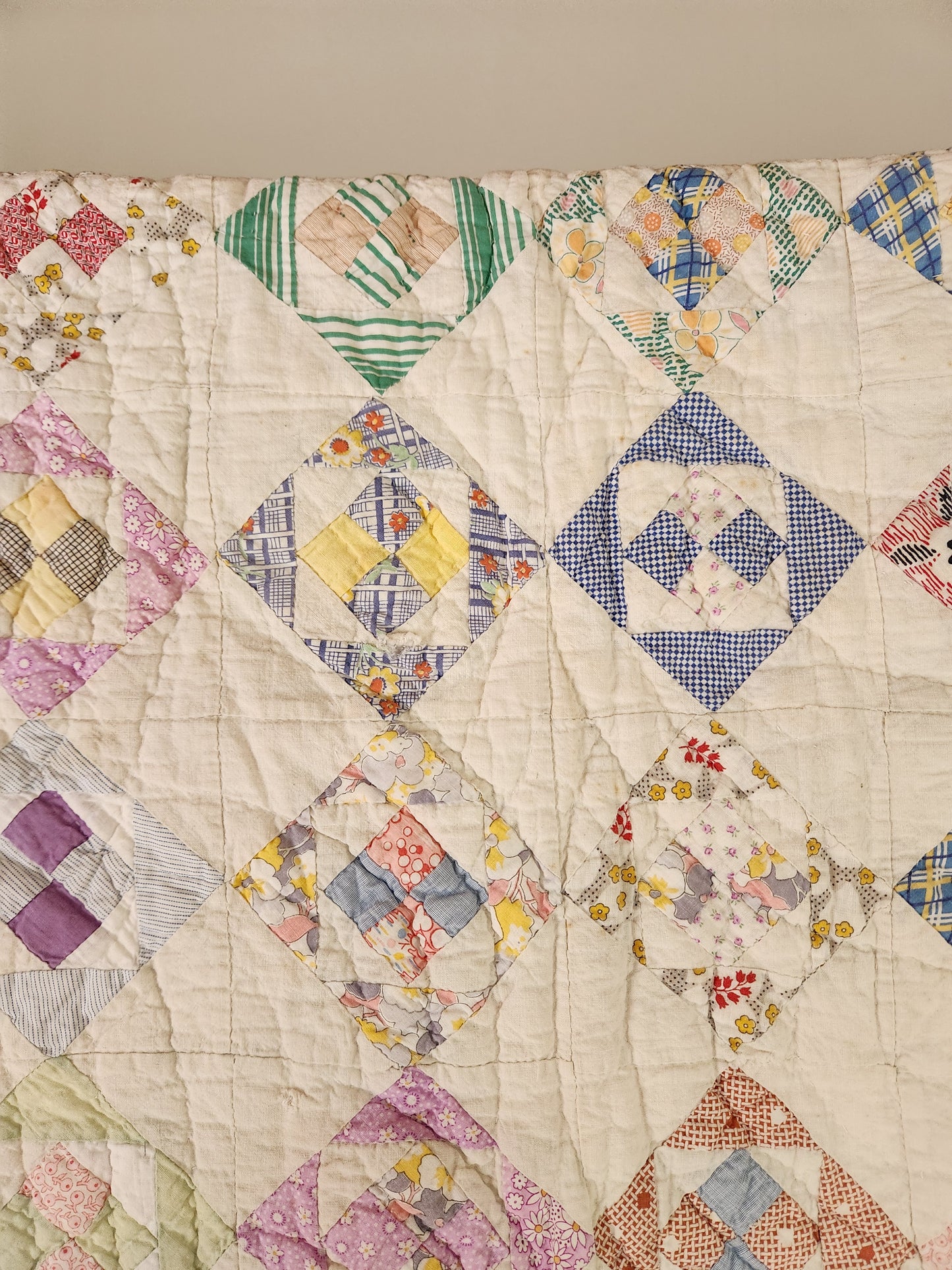 Vintage Patchwork Feed Sack Quilt c1940