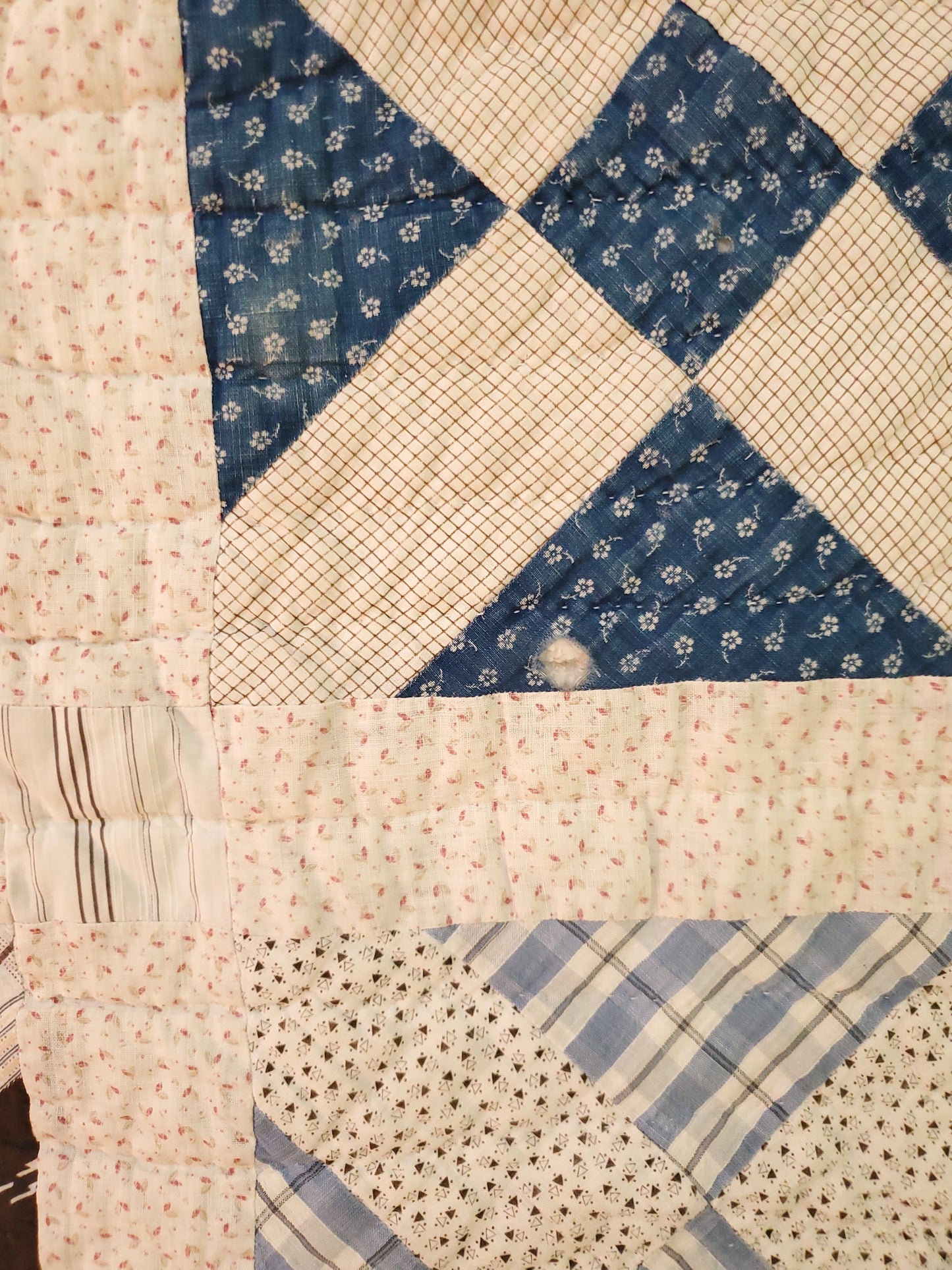 Blue & White Patchwork Quilt, ca 1920