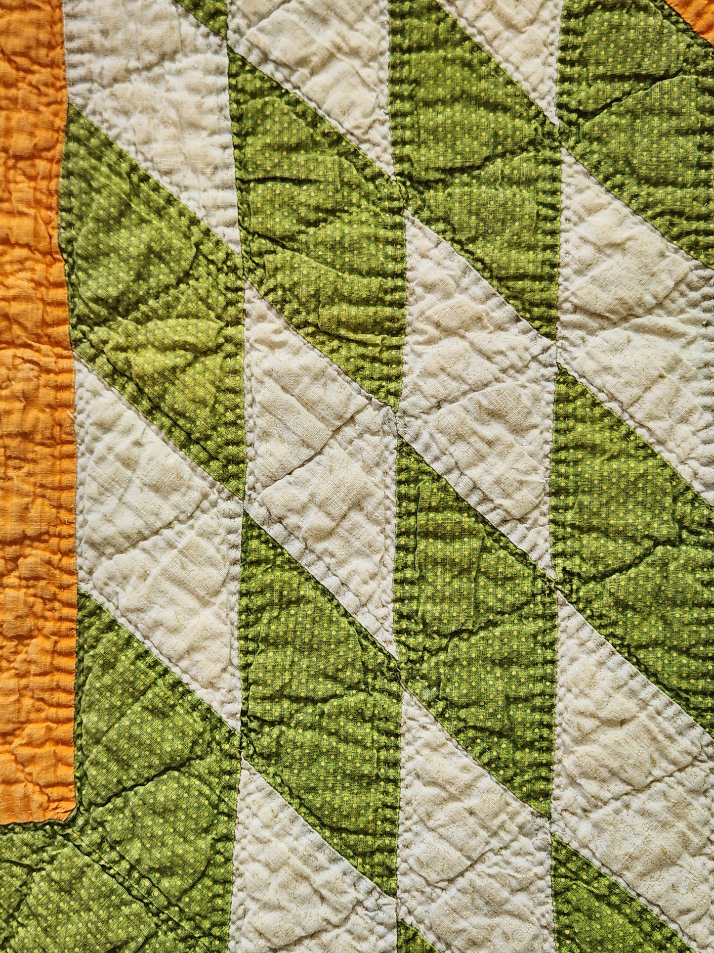 Antique Green and Orange Mathematical Star Quilt