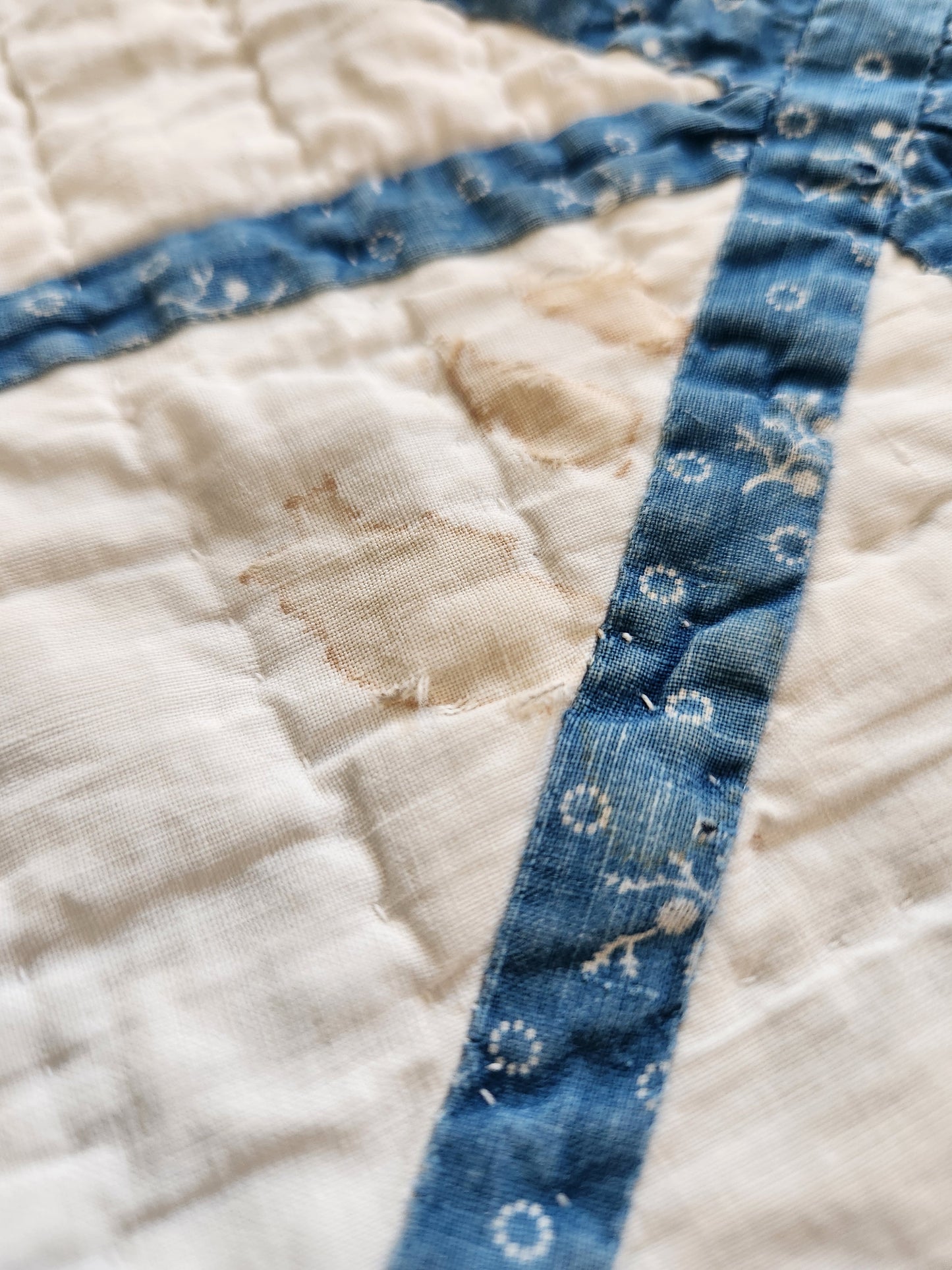 19th Century Blue and White Antique Quilt