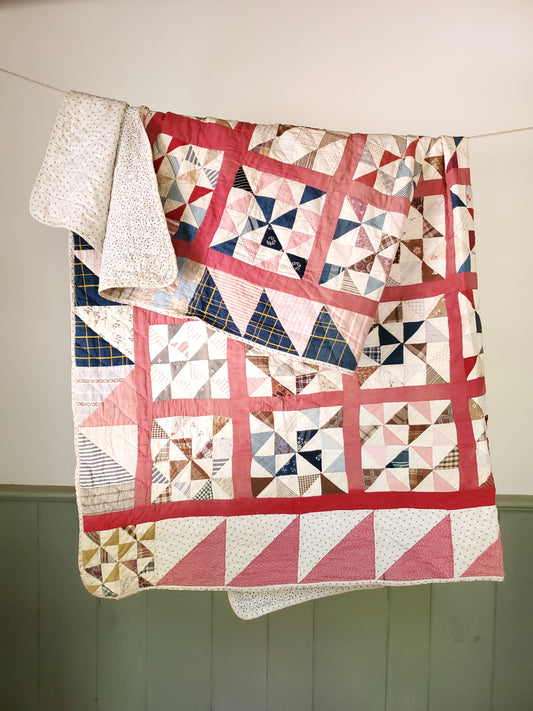 Antique Scrappy Patchwork Quilt, ca 1900