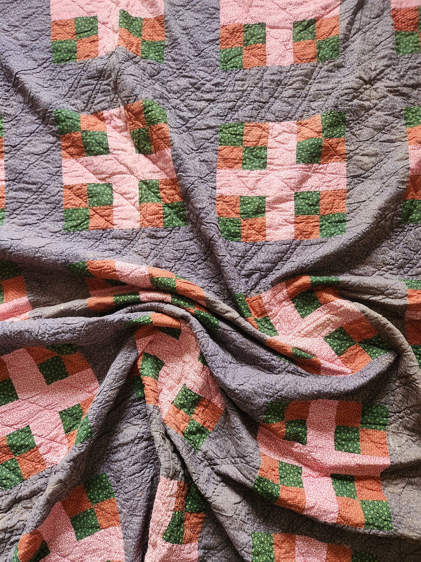 1 of 2, Antique Pennsylvania Style Calico Quilt