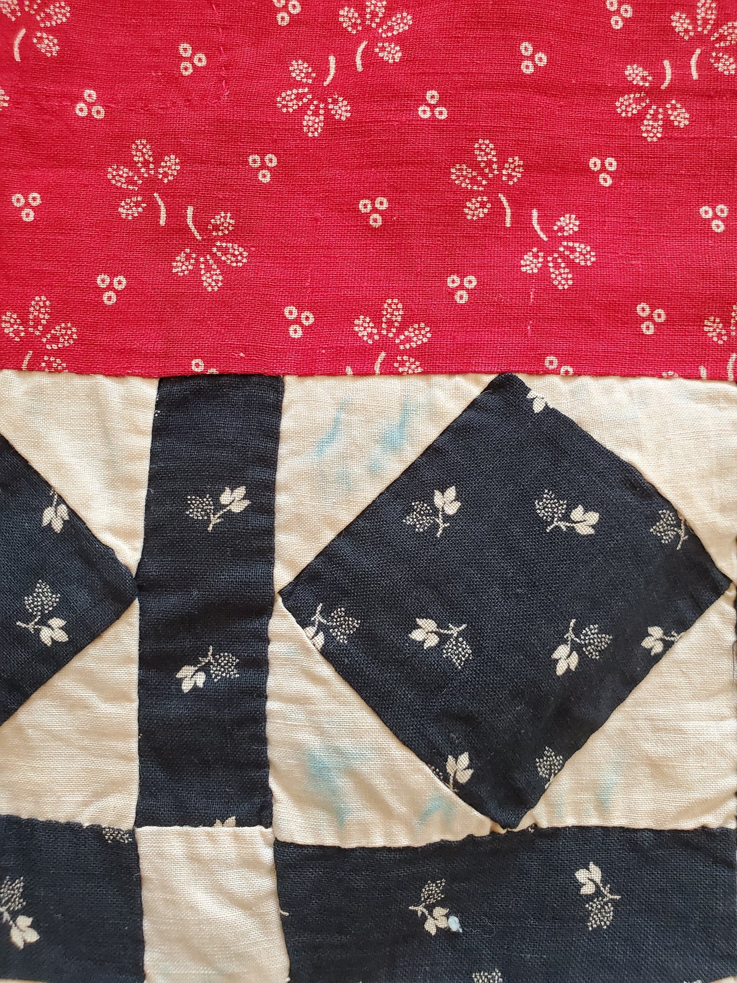 Red White & Blue Antique Quilt Top, ca 1900