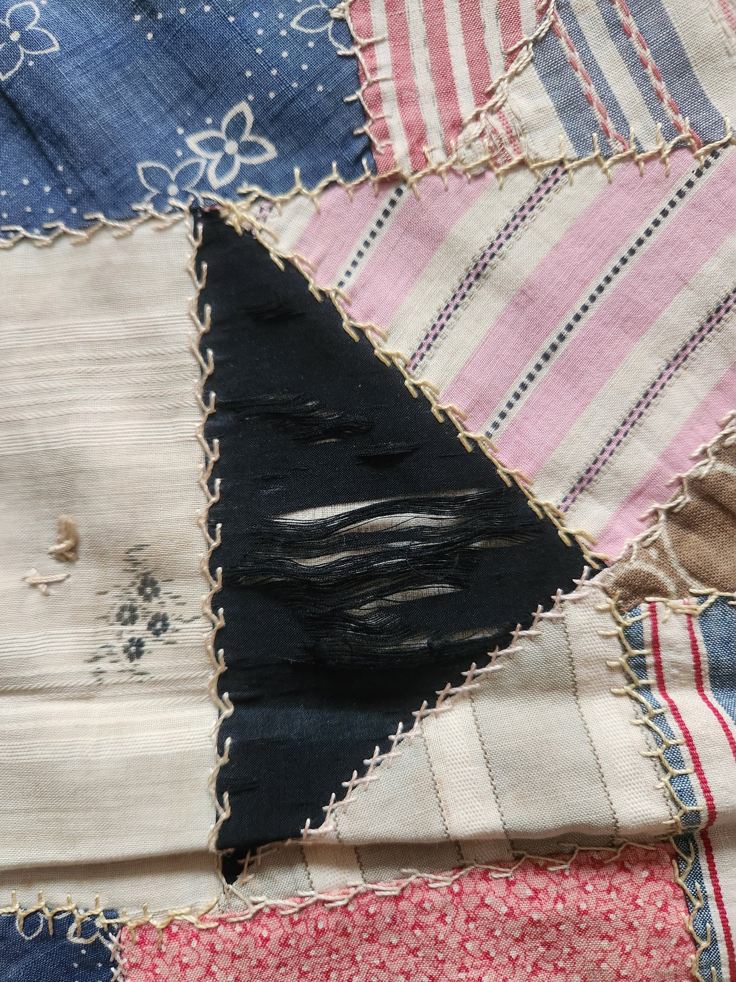 Antique Cotton Crazy Quilt c1890