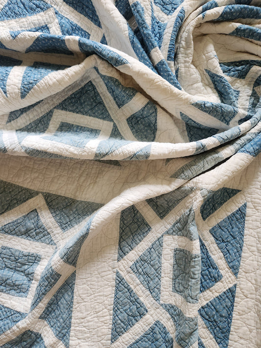 Blue & White Antique Quilt c1900