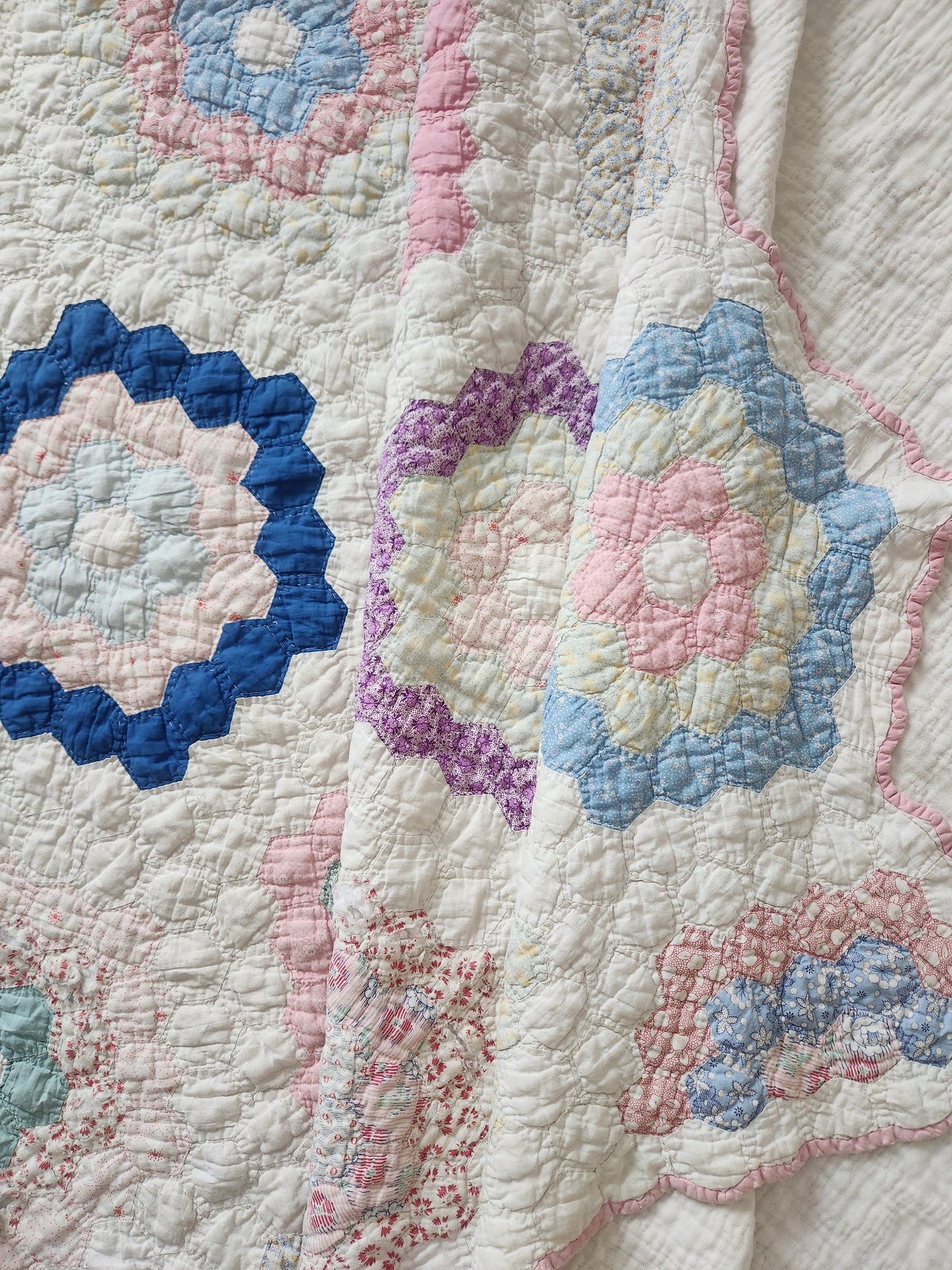 Vintage Grandmother's Garden Quilt c1940