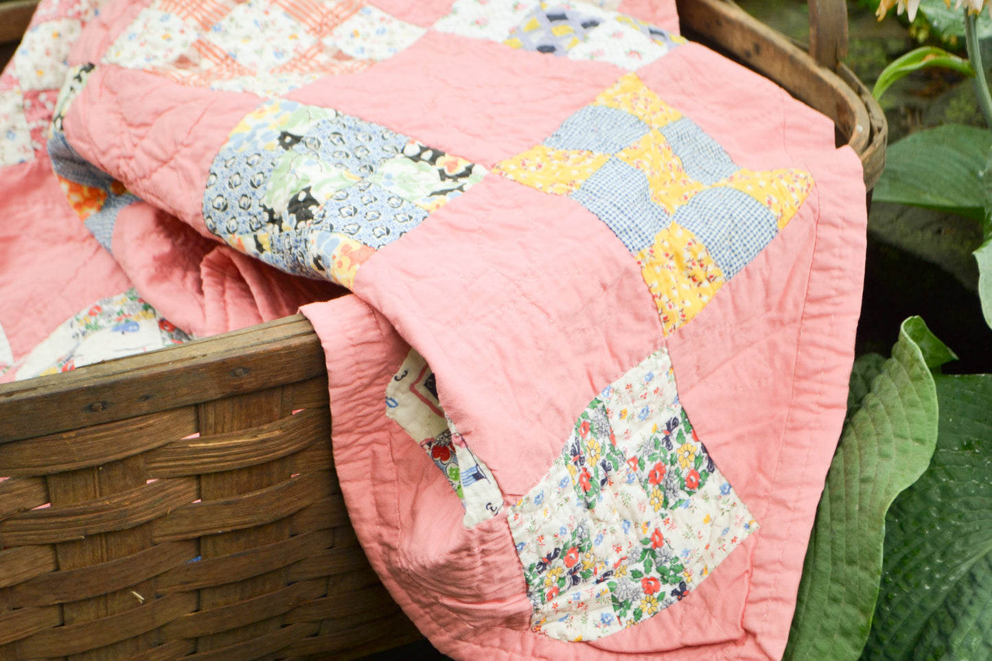 Nine Patch Crib Quilt c1930
