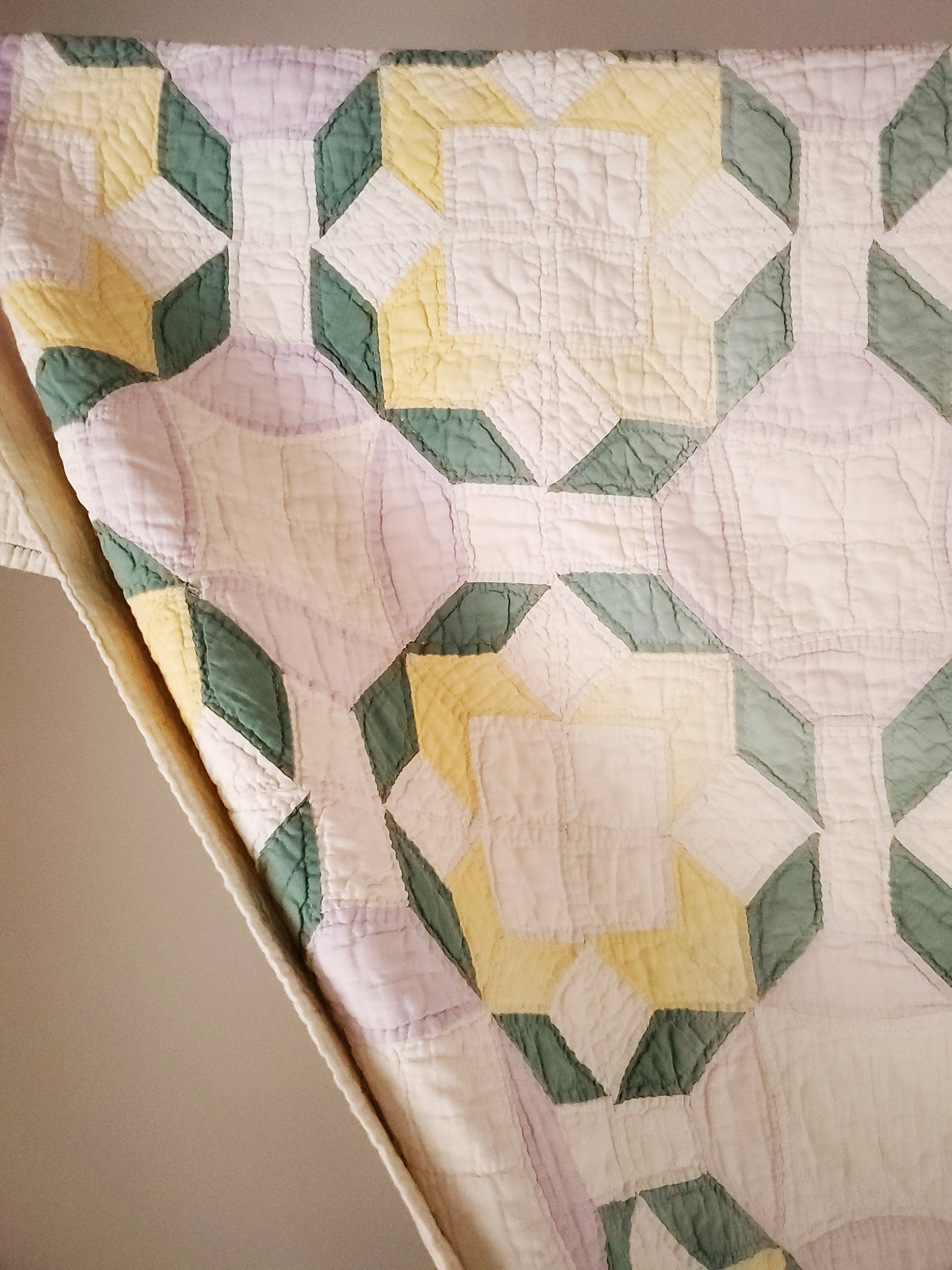 Lavender Yellow Vintage Quilt