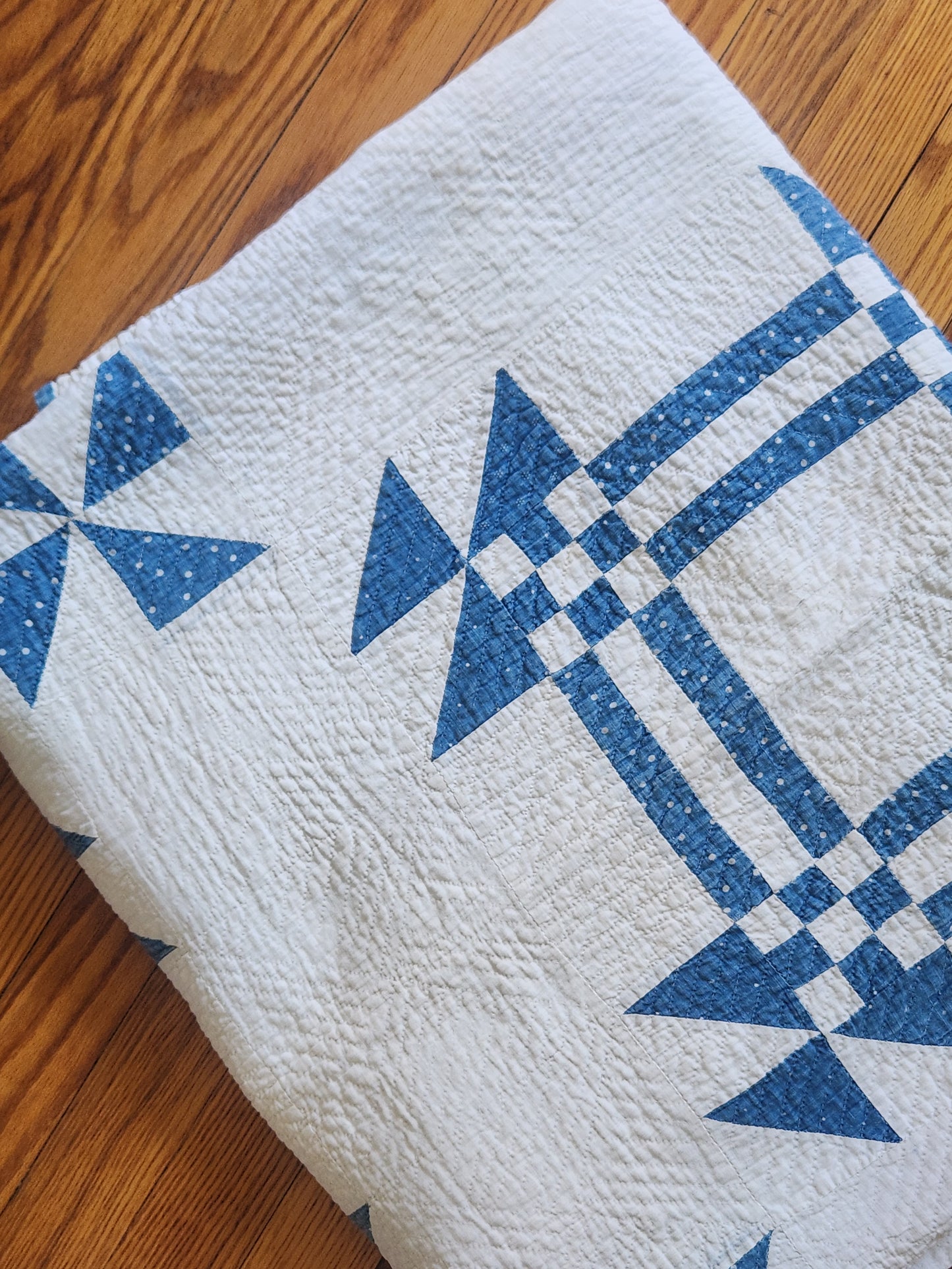 Antique Blue & White Missouri Puzzle Quilt
