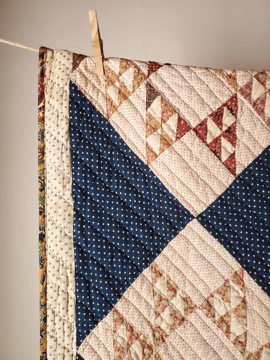 Indigo Antique Quilt, ca 1890