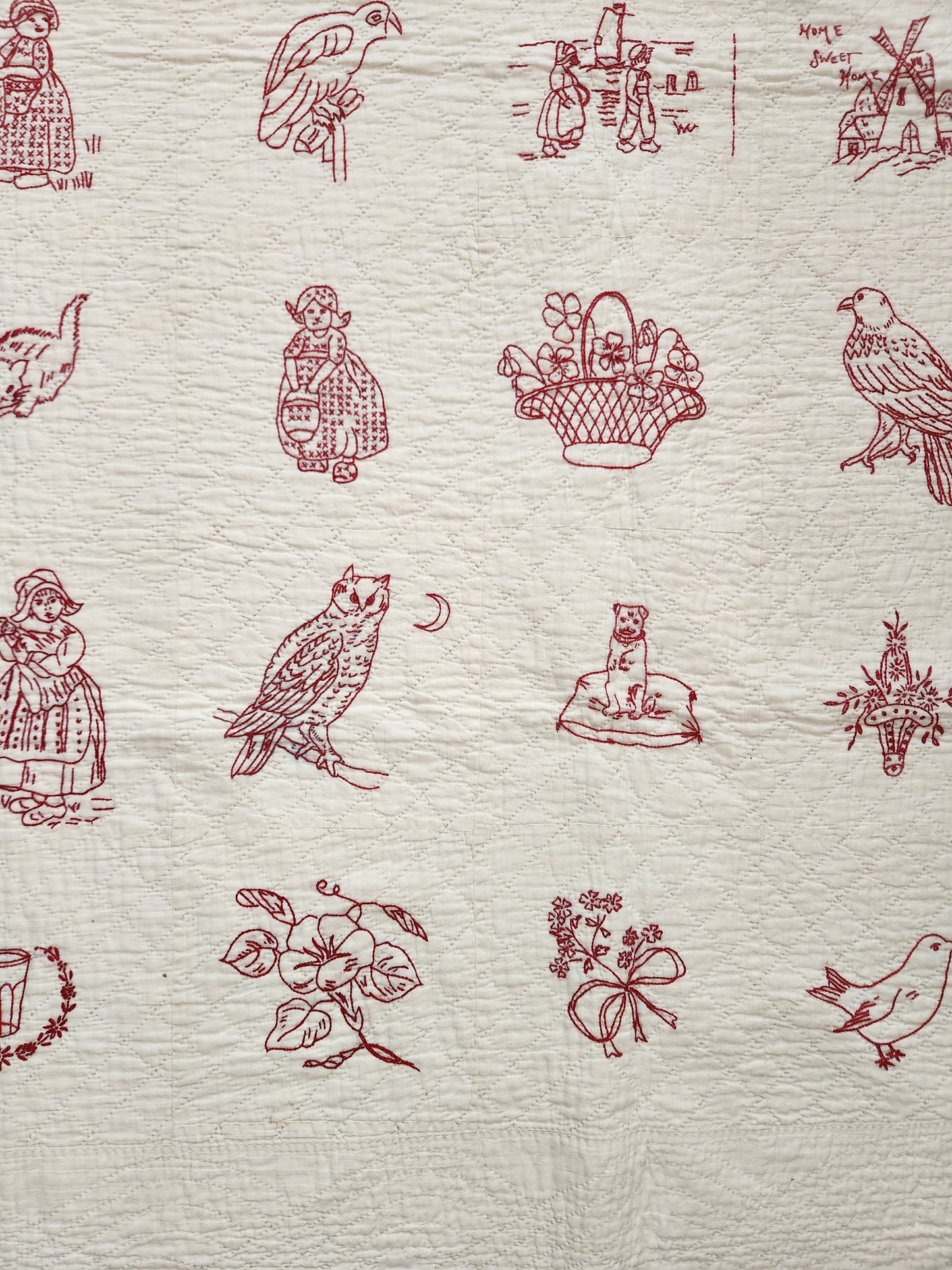 Antique Redwork Quilt c1890