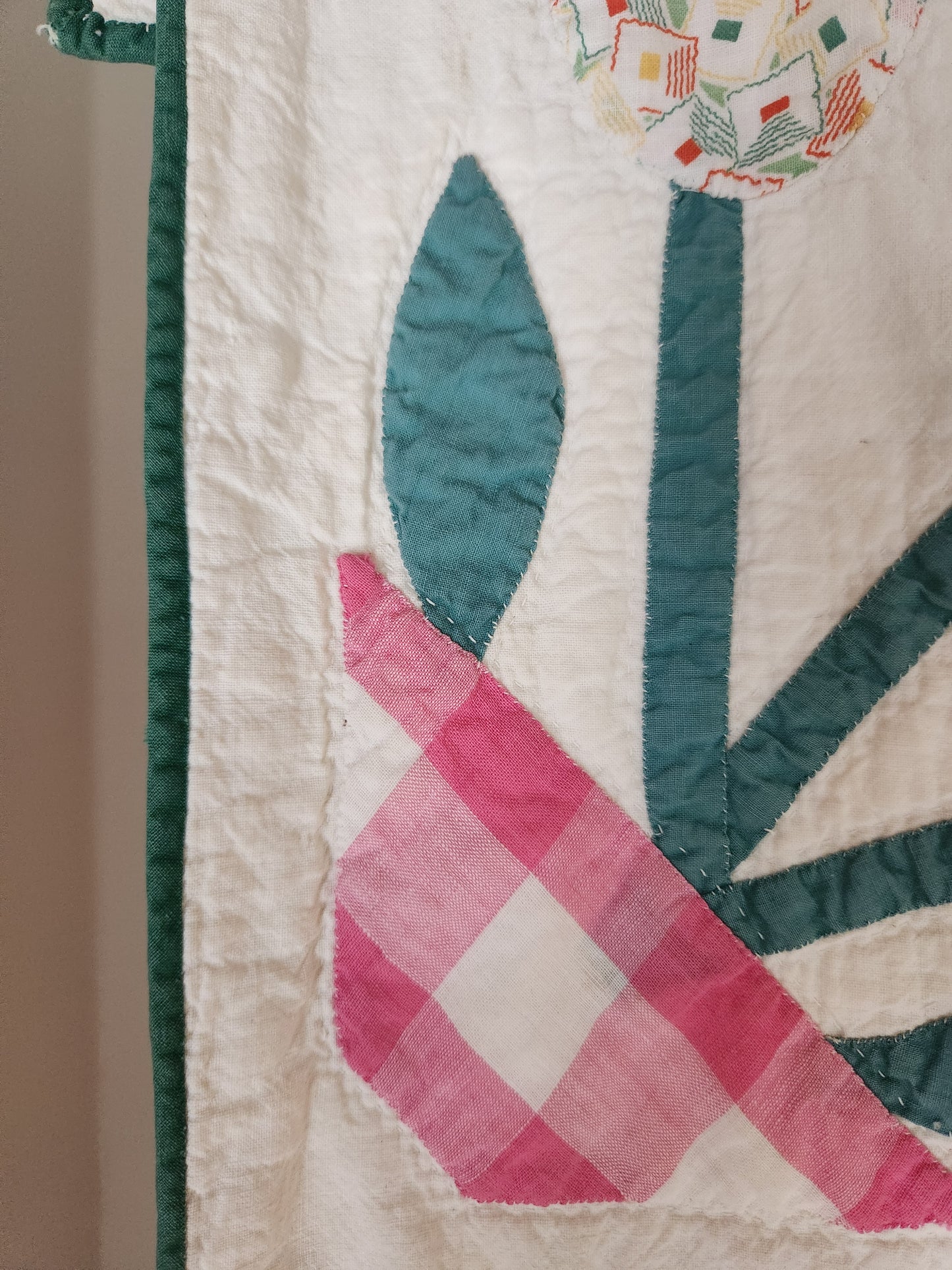 Vintage Flower Pot Applique Quilt