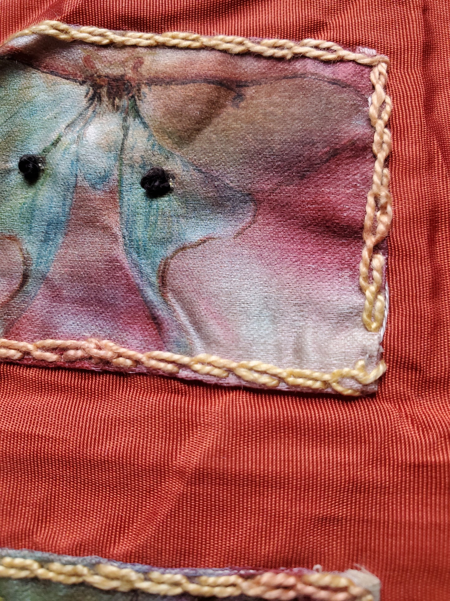 Small Antique Hand Stitched Butterfly Cigarette Silks Panel with Hand Embroidery