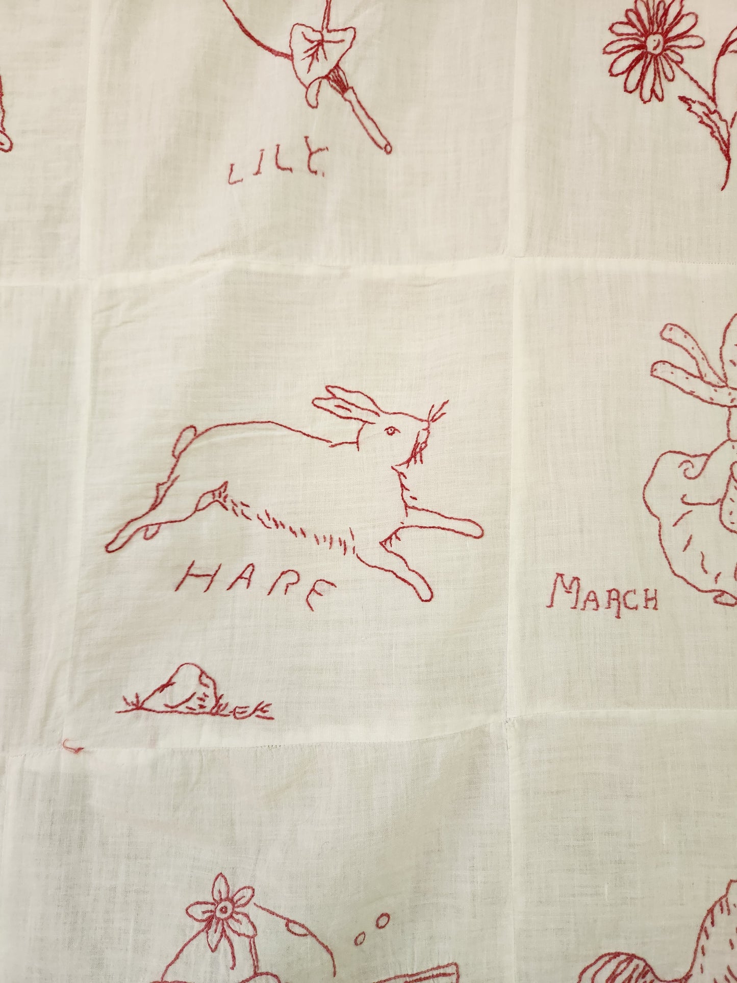 Child’s Redwork Quilt Top Coverlet 1917