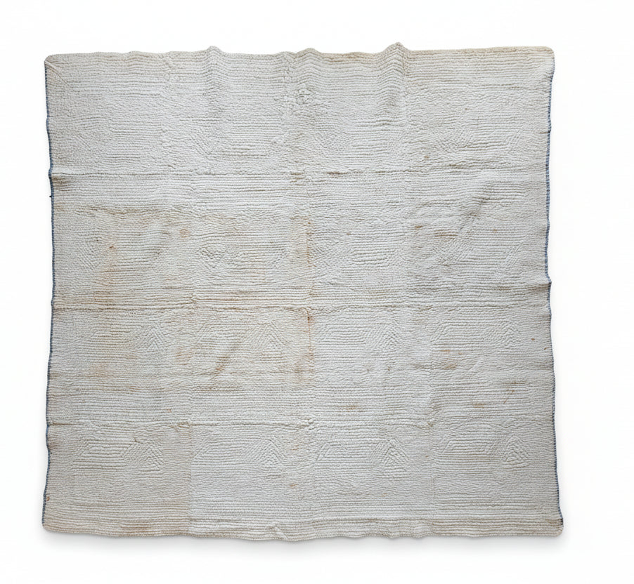 Antique Blue & White QAYG Schoolhouse Quilt c1900