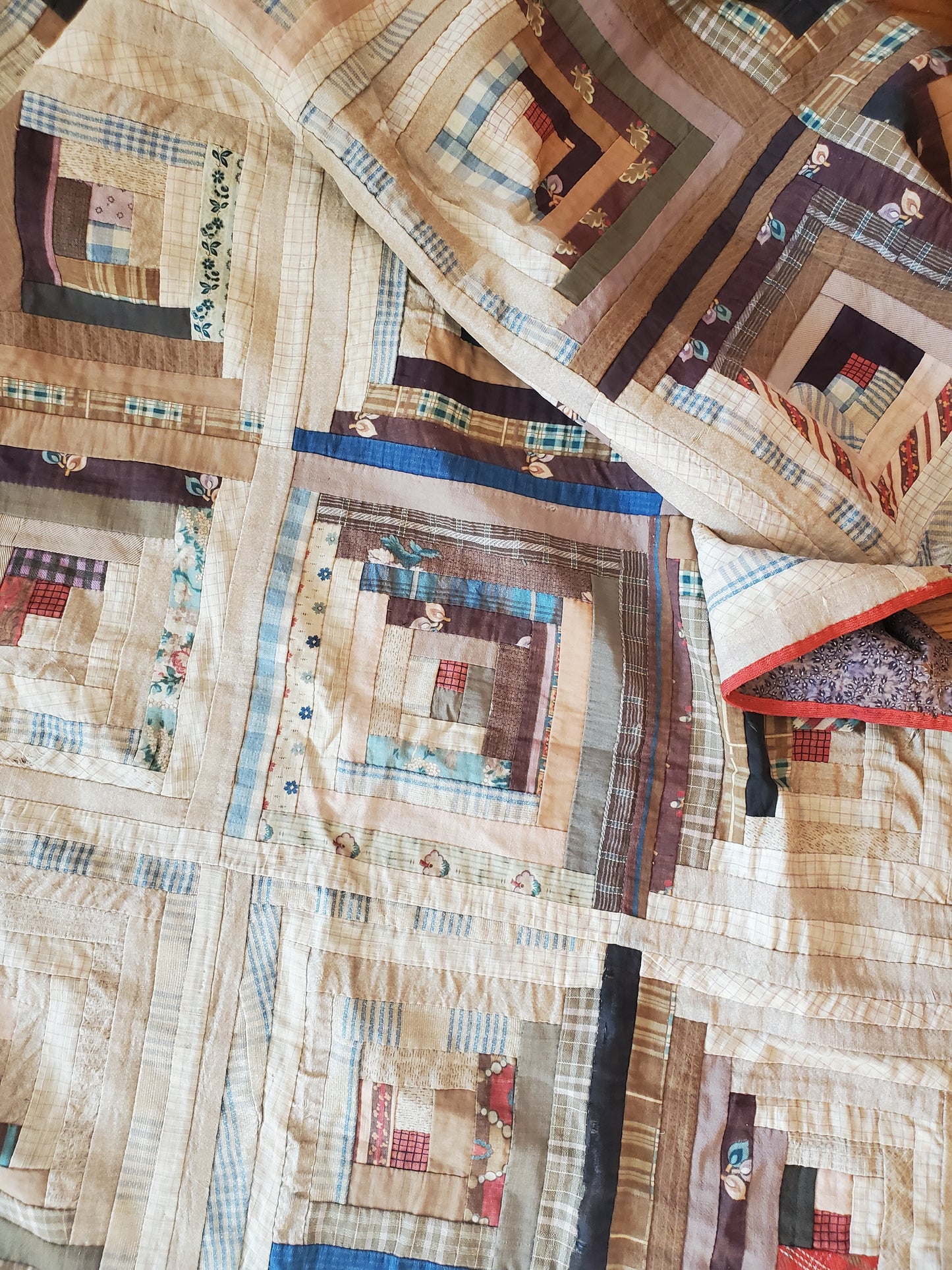 19th Century Antique Log Cabin Quilt