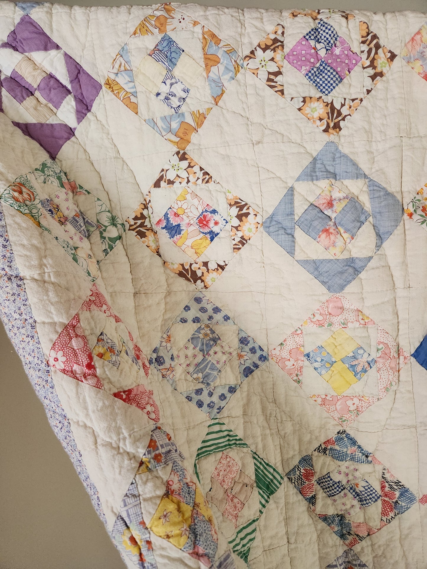 Vintage Patchwork Feed Sack Quilt c1940