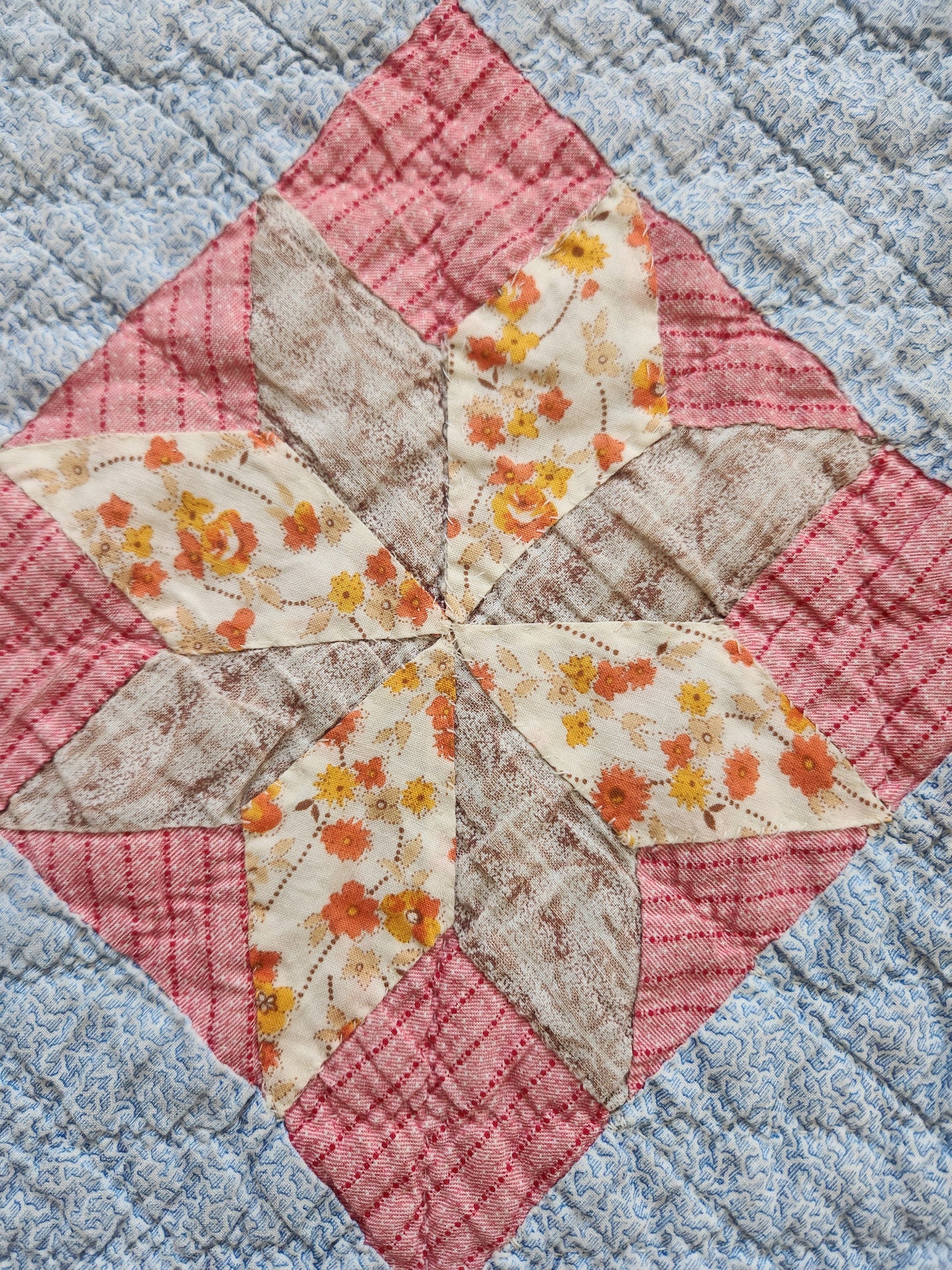 Antique Eight Point Star Patchwork Quilt c1880