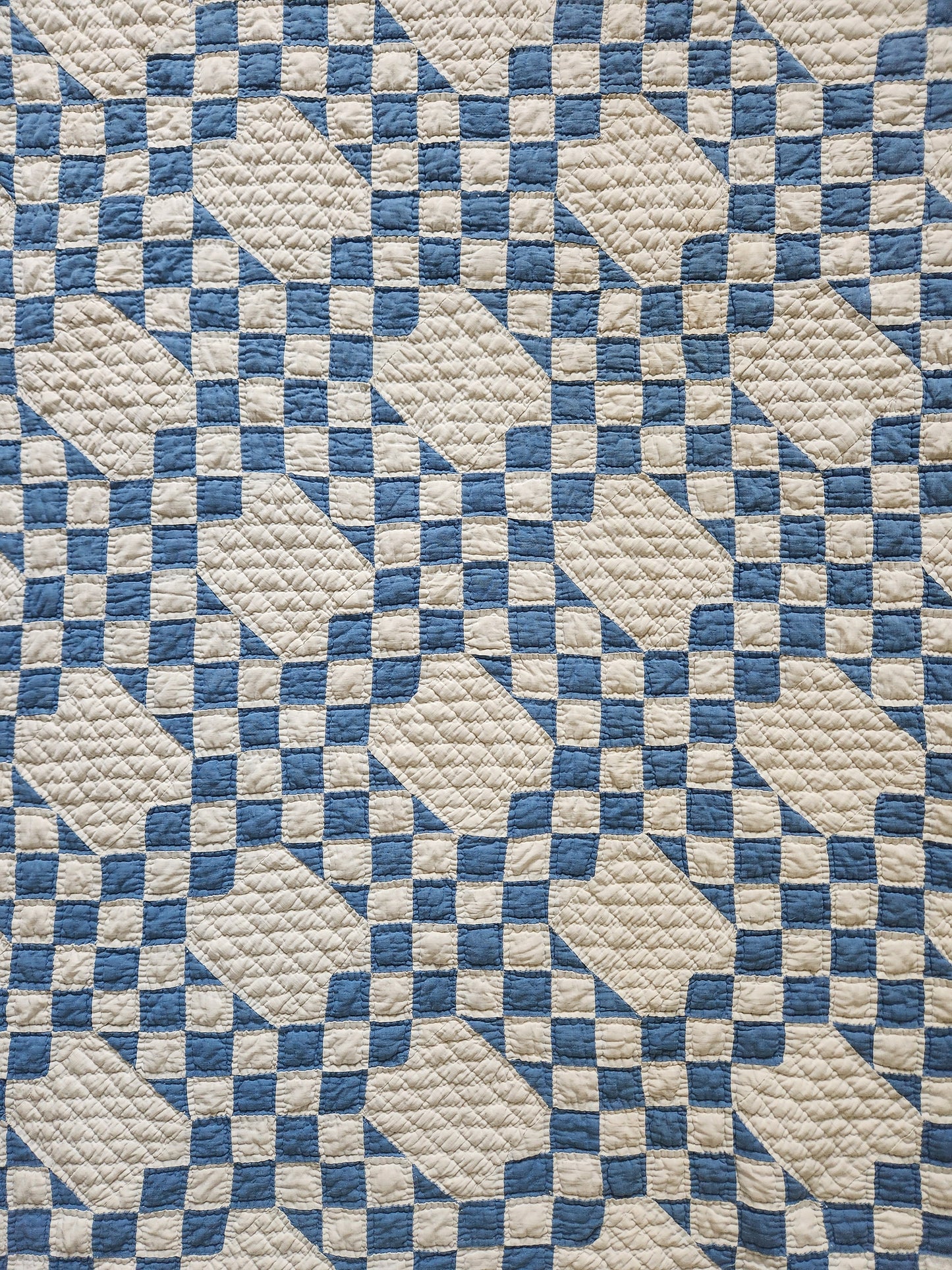 Antique Blue & White Triple Irish Chain Quilt