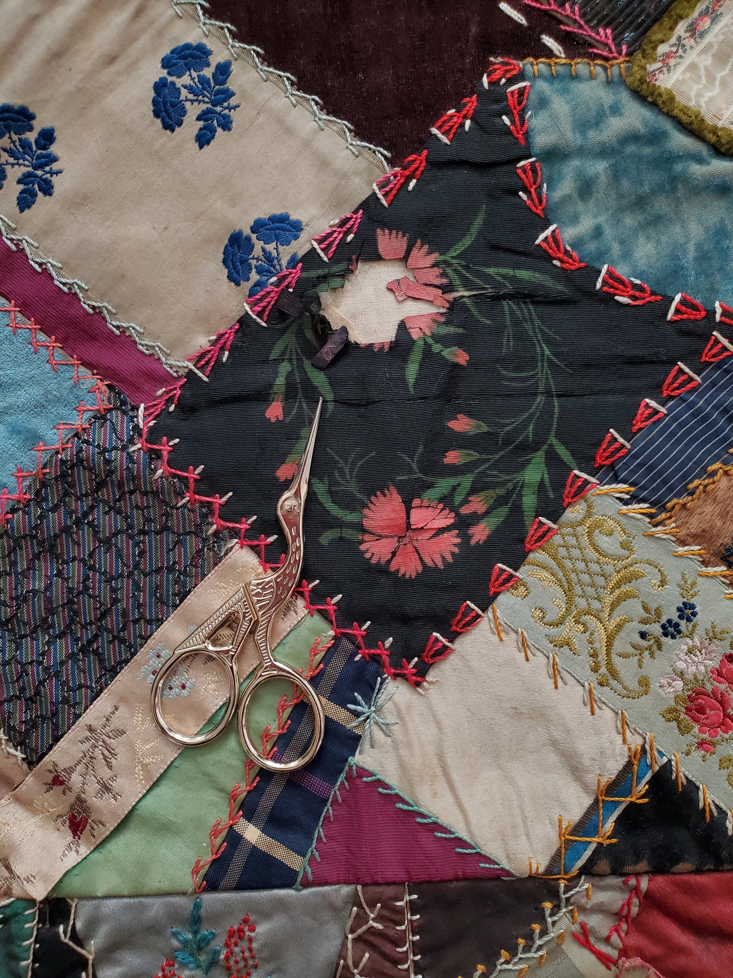 Victorian Crazy Quilt, Crib Size, ca 1890