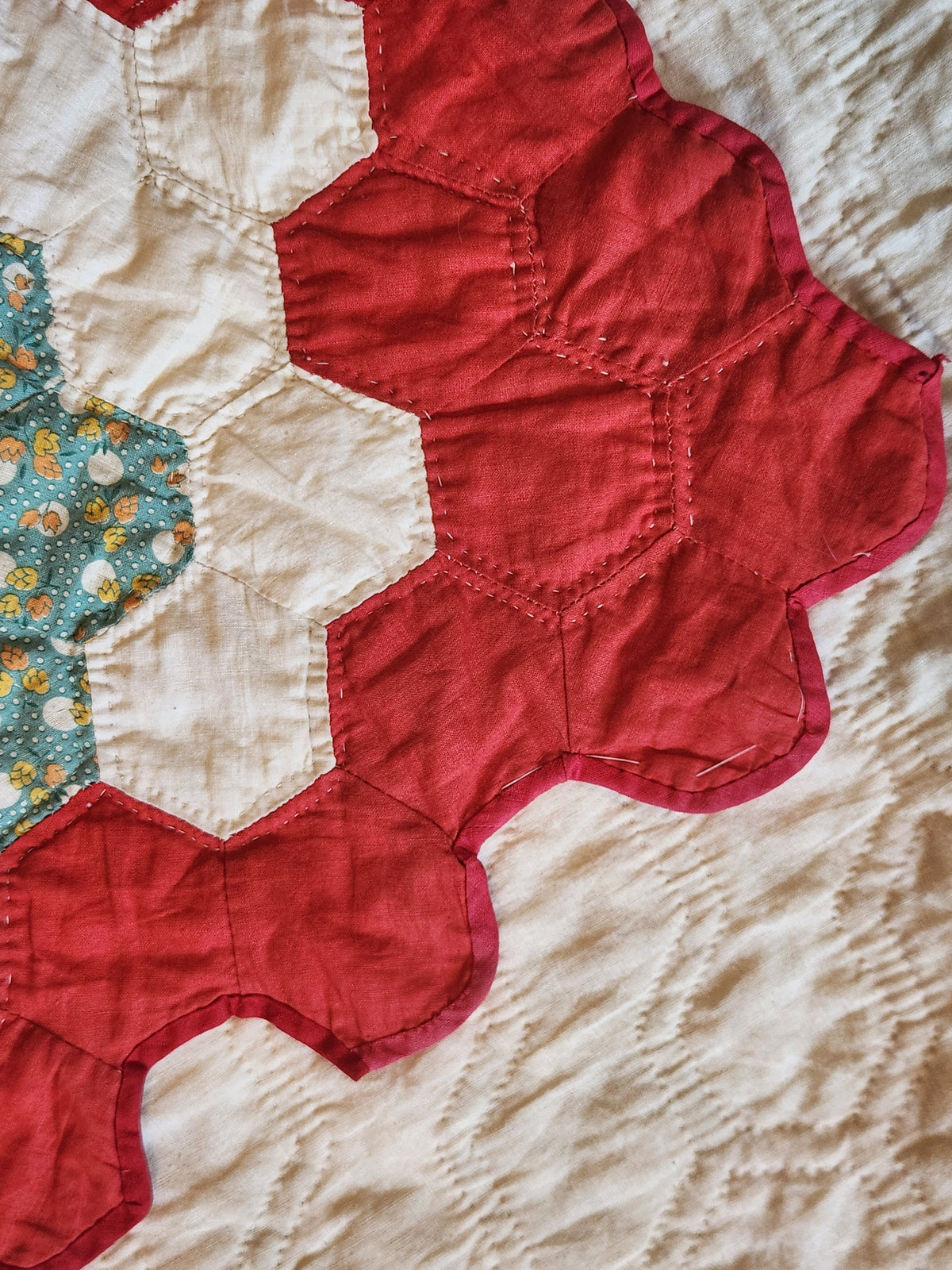 Vintage Hexagon Medallion Quilt