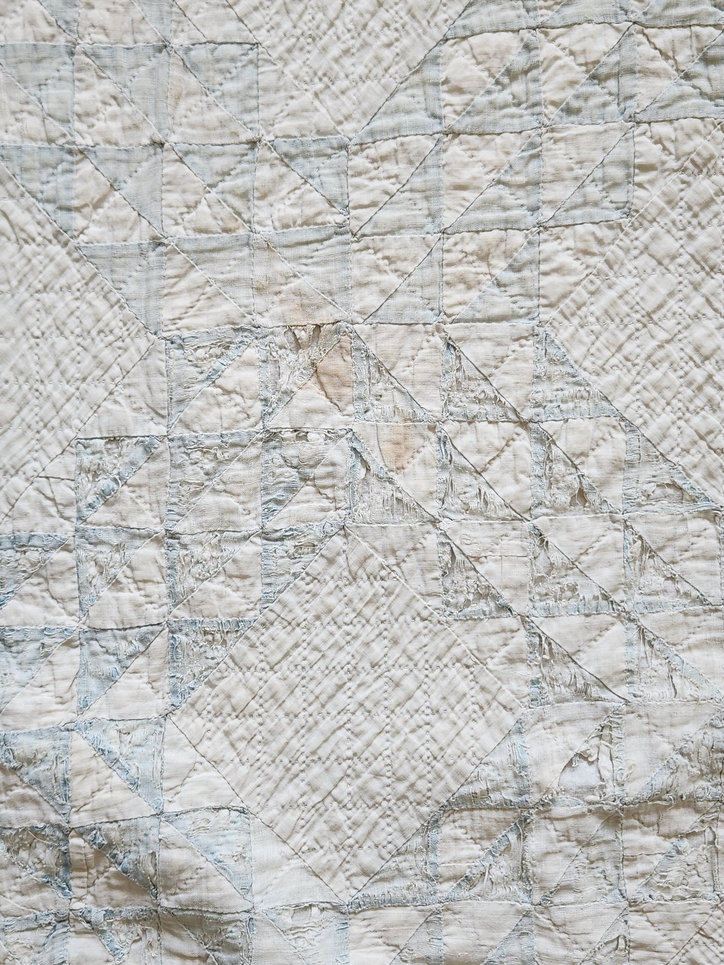 Well-Loved Antique Ocean Waves Quilt c1900