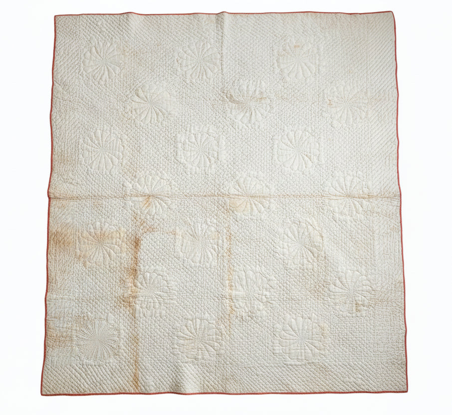 Red & White Antique Double Irish Chain Quilt c1900